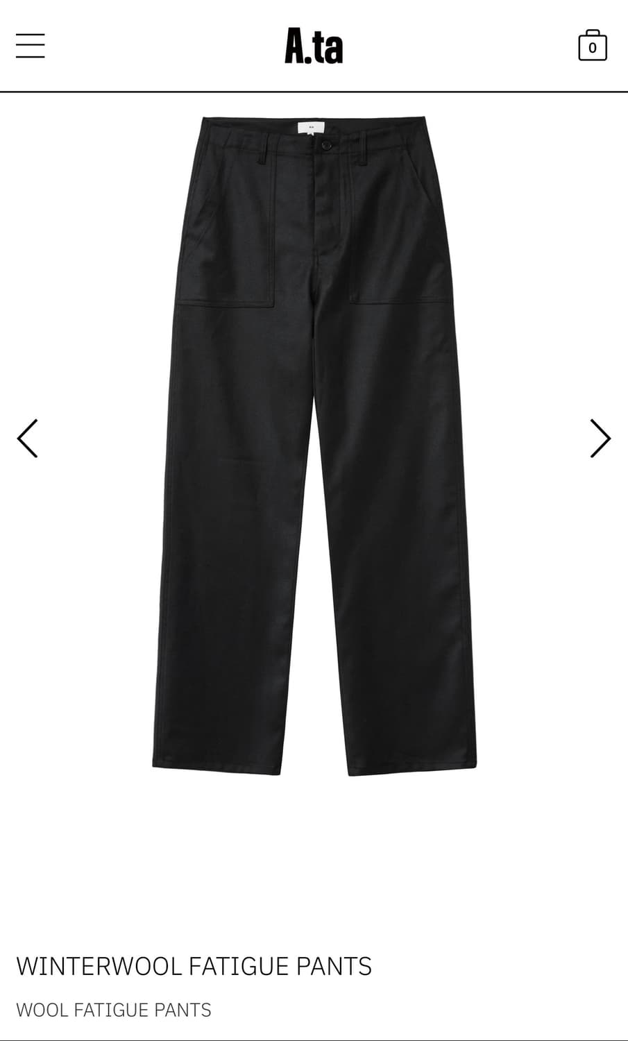 구매) A.ta  윈터 울 퍼티그 팬츠wool fatigue pants 상품이미지1