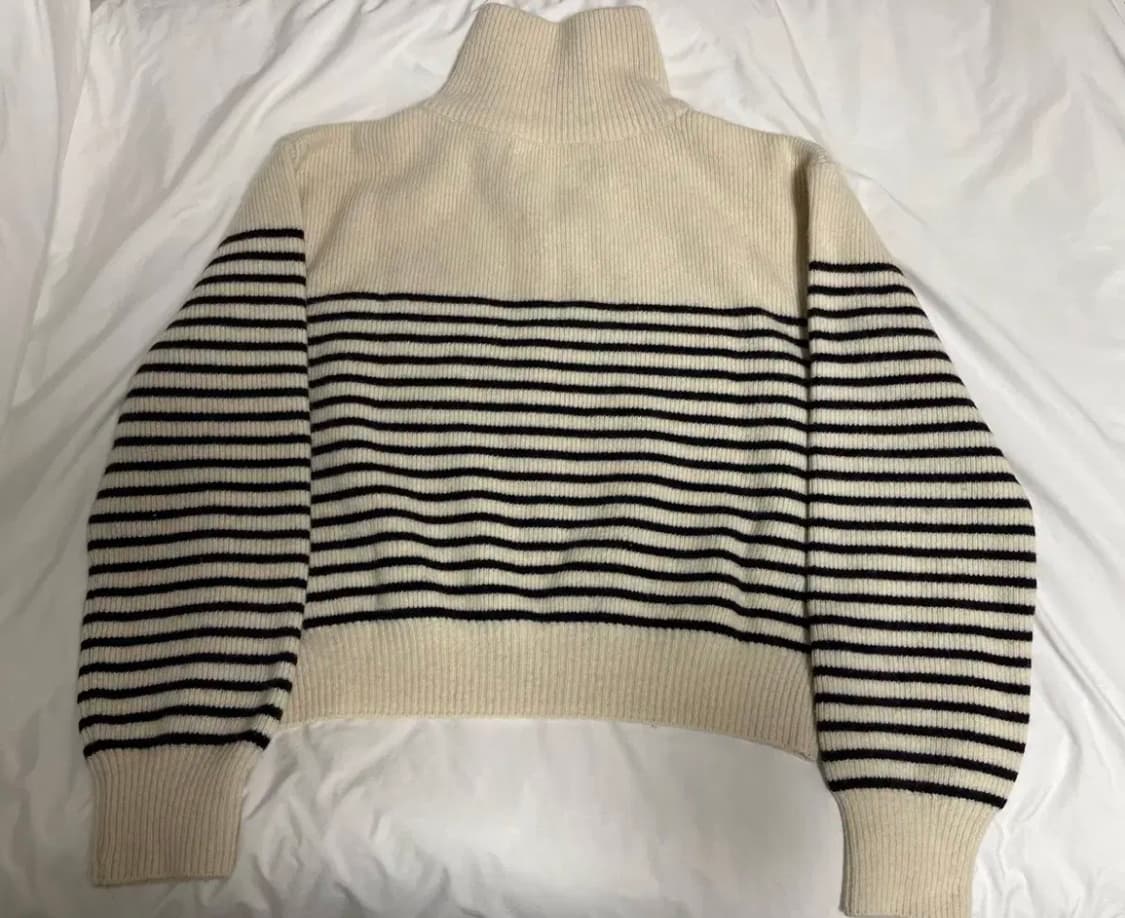택포)게드 스트라이프 집업 니트 아이보리 S사이즈 상품이미지2