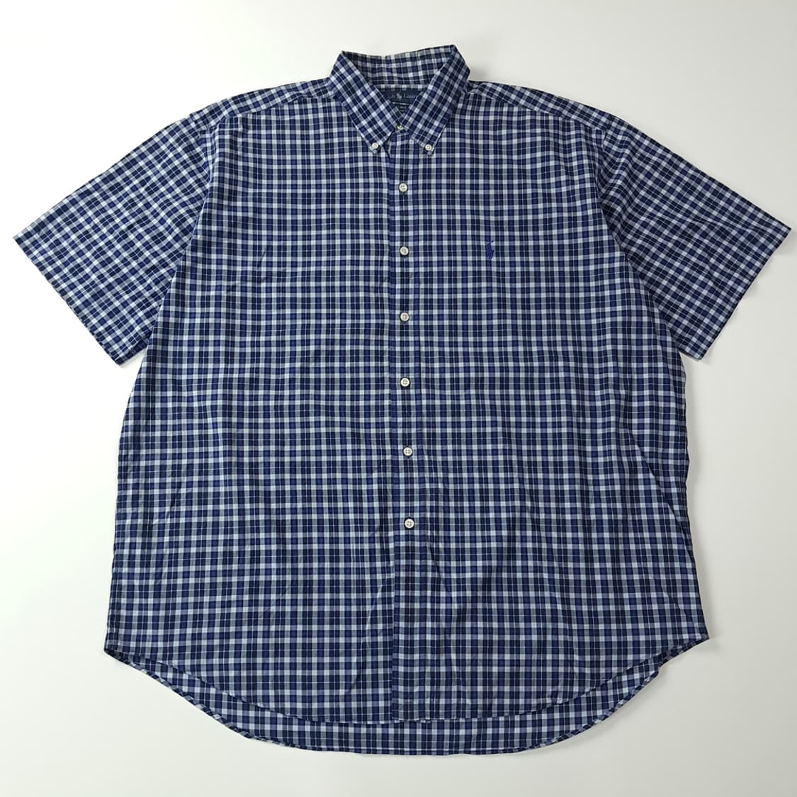 CK725 XL 폴로 90s 딥블루 마이크로체크 반팔 셔츠 남방 상품이미지1