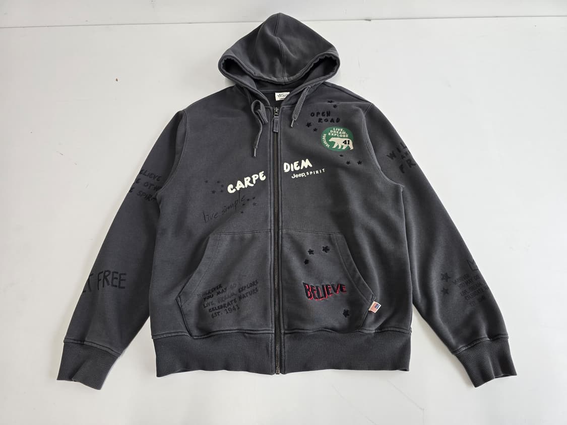 JEEP 레터링 후드 집업 그레이 M 상품이미지1