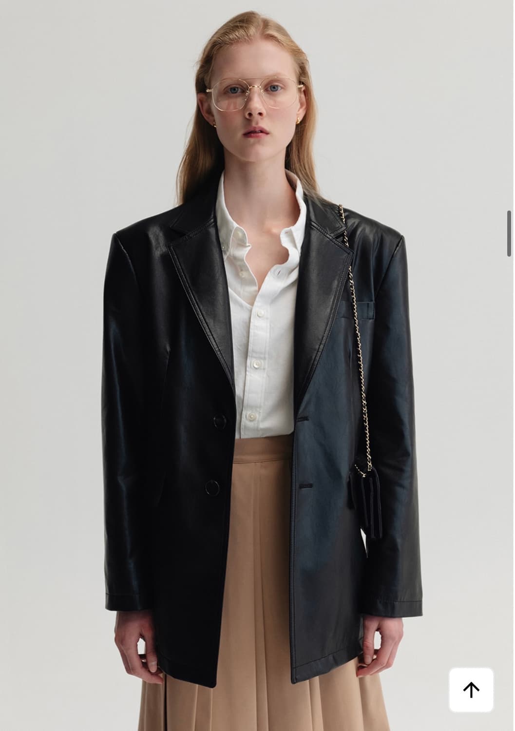 던스트 유니섹스 2버튼 비건 레더 블레이저 블랙 / s 상품이미지1