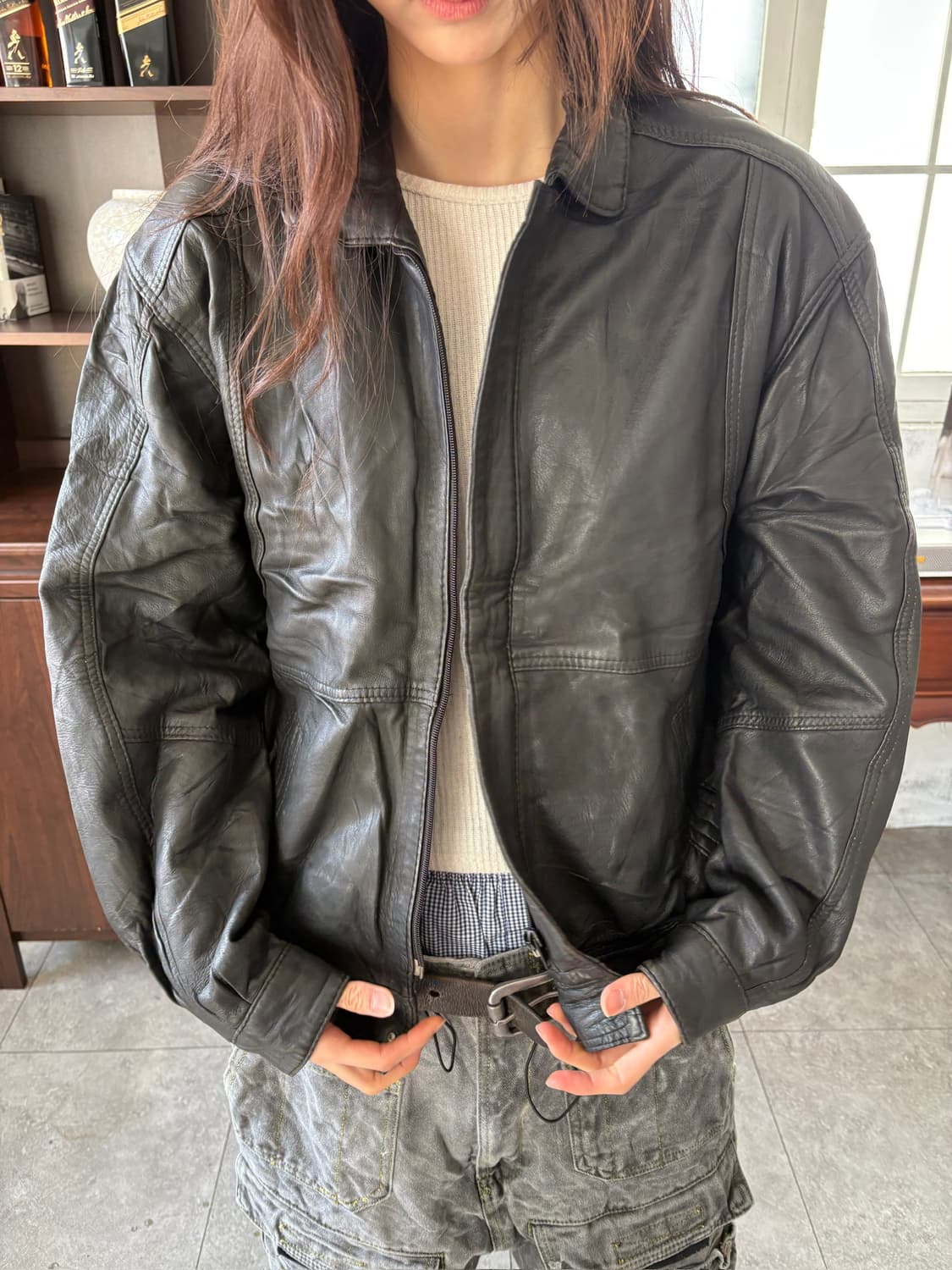 레더 봄버 자켓 상품이미지1