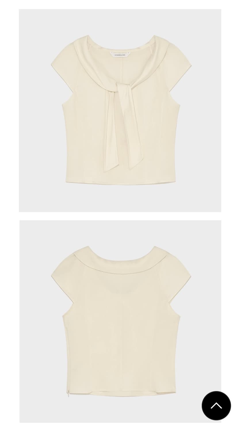 킨더살몬 Valois Bowtie Top Cream 보타이 블라우스 상품이미지2