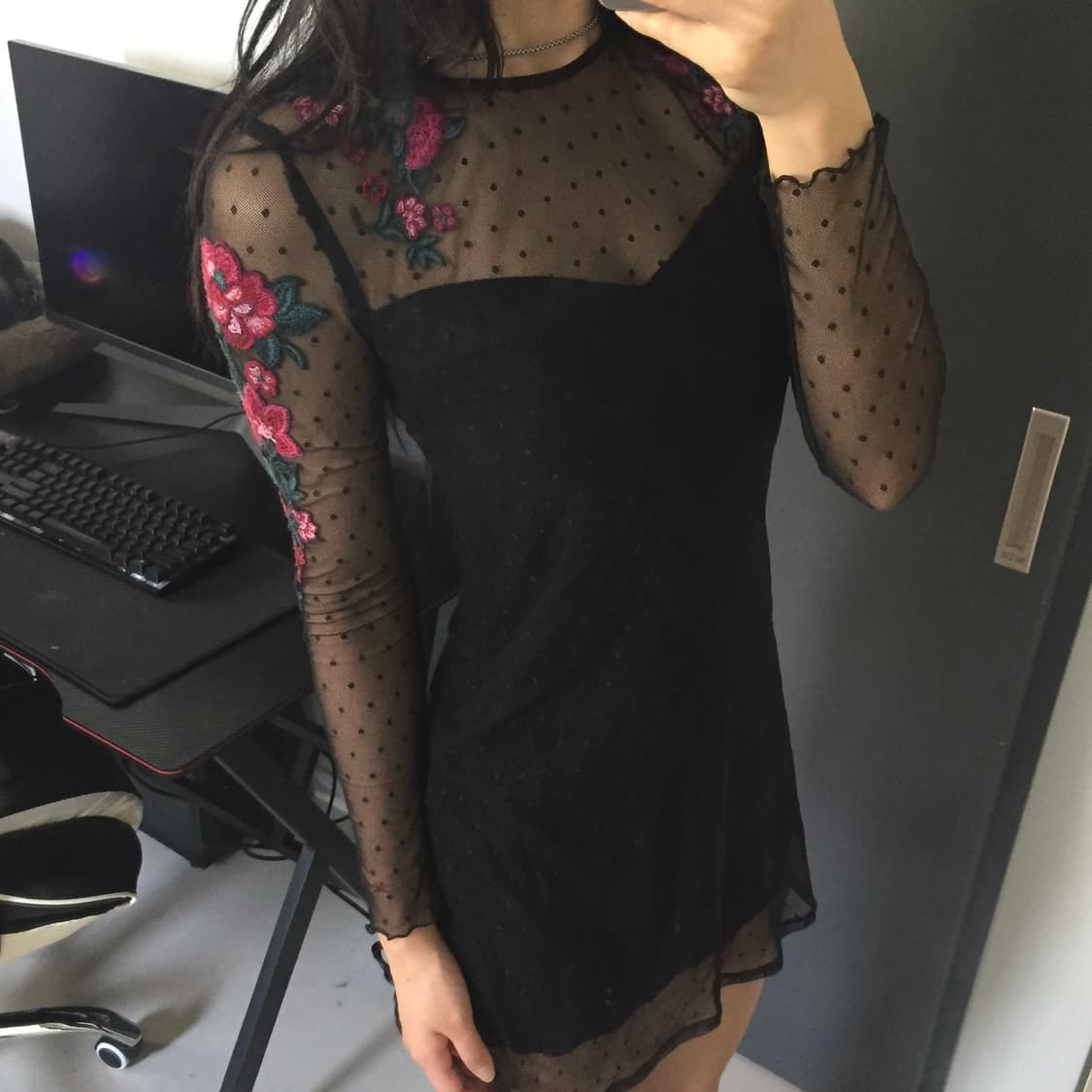 Hollister 히메갸루 고딕 장미 도트 시스루 원피스 상품이미지4