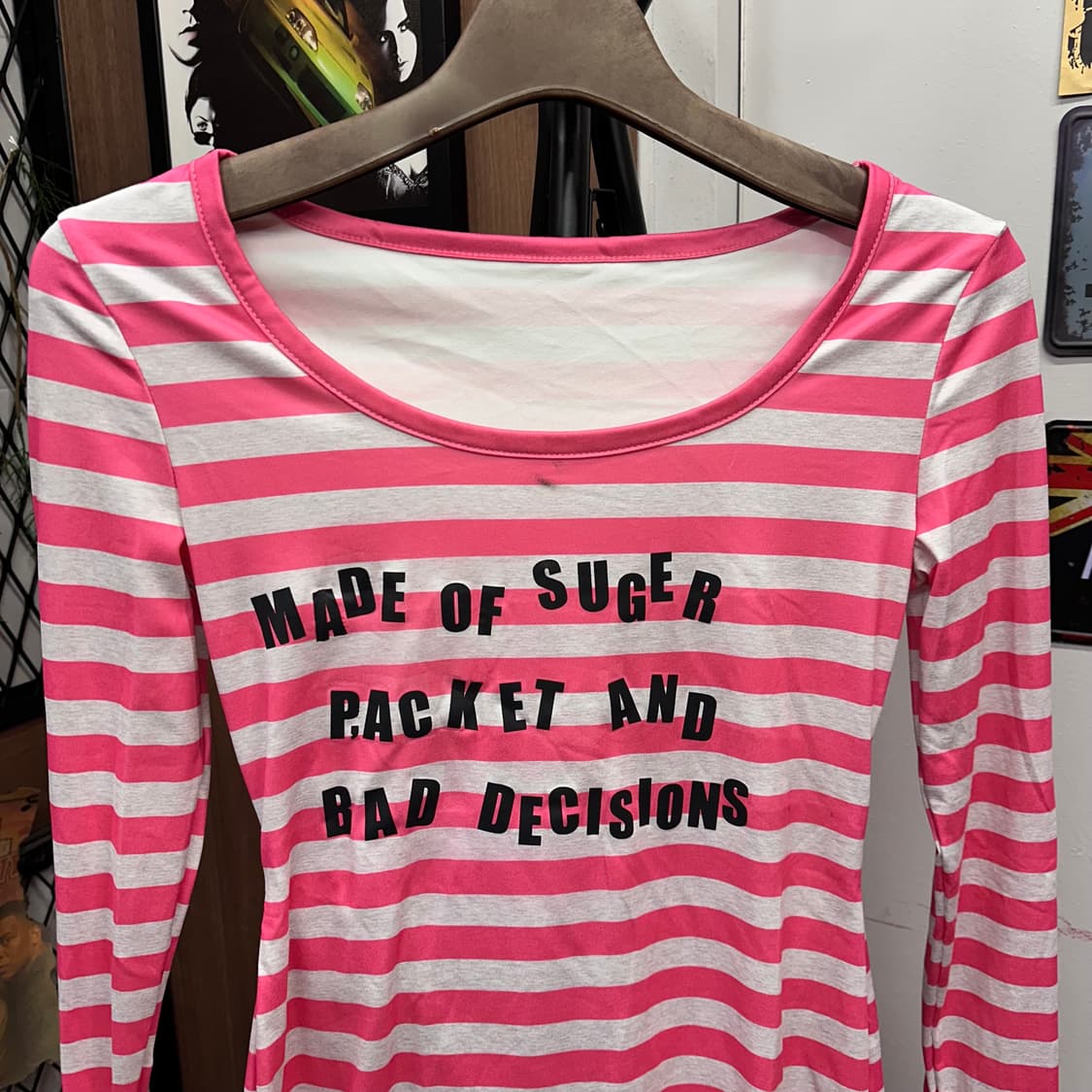 Pink Stripe Lettering T-Shirt 상품이미지3