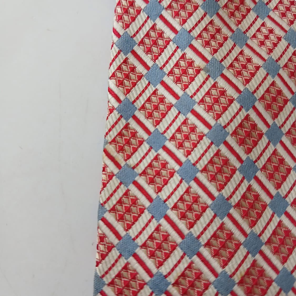 크리스찬 디올 실크 레드 기하 패턴 넥타이 9.4cm A등급 A19579 상품이미지5