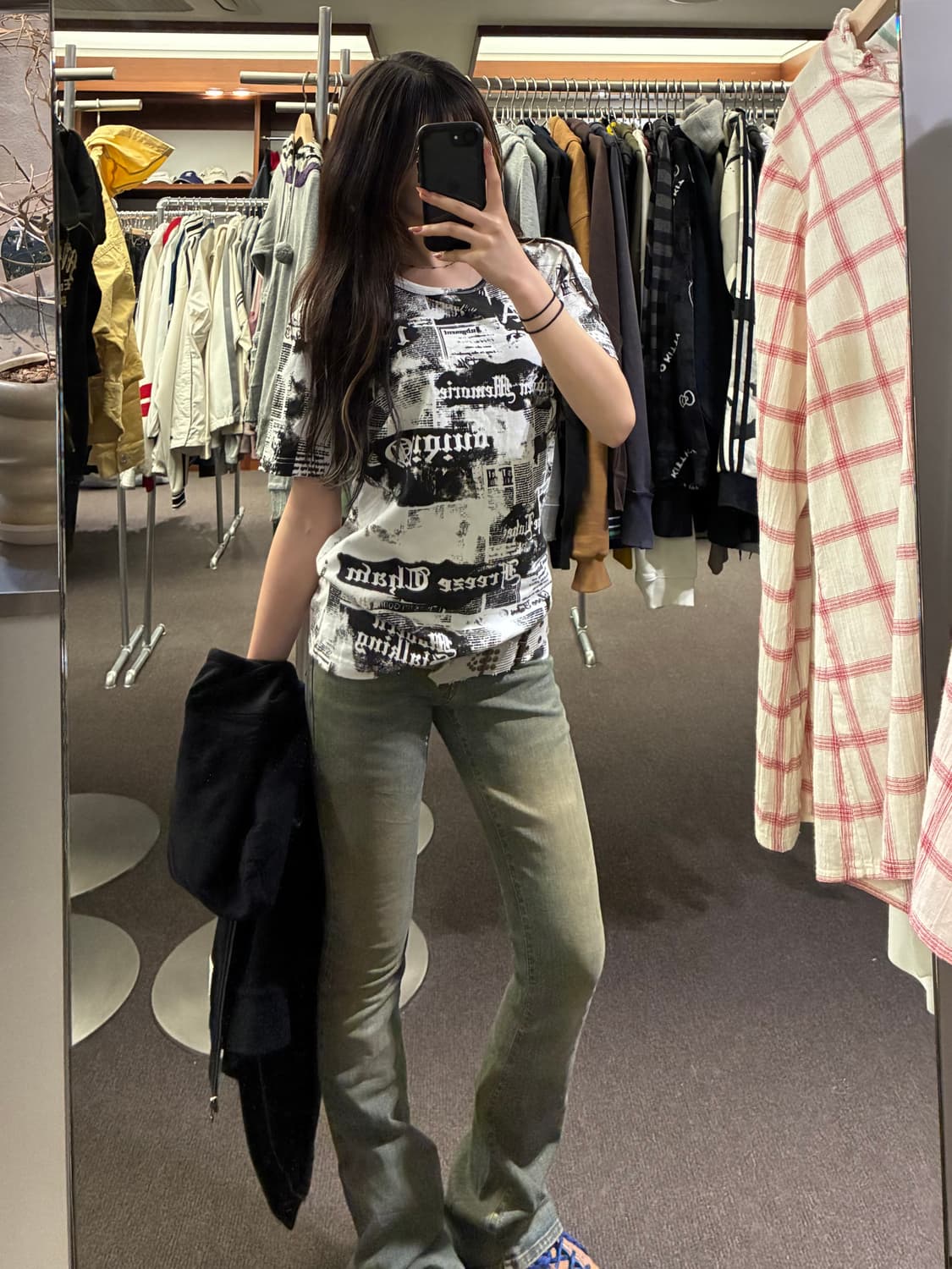 L)In The Attic 빈티지 여성 펑크 프린팅 반팔 티셔츠 상품이미지7