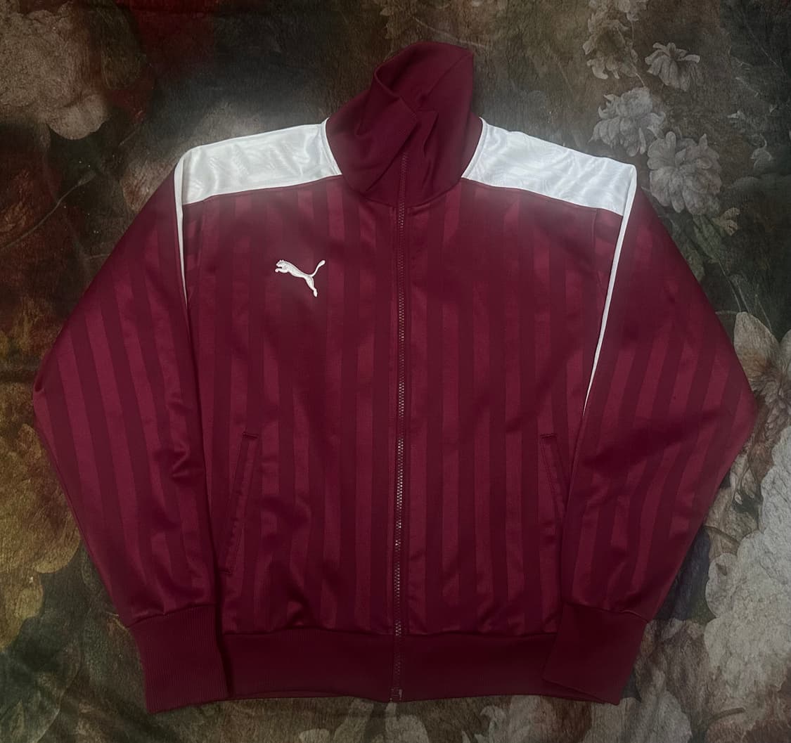 푸마 화이트 사이드라인 버건디스트라이프트랙탑져지 L 상품이미지1