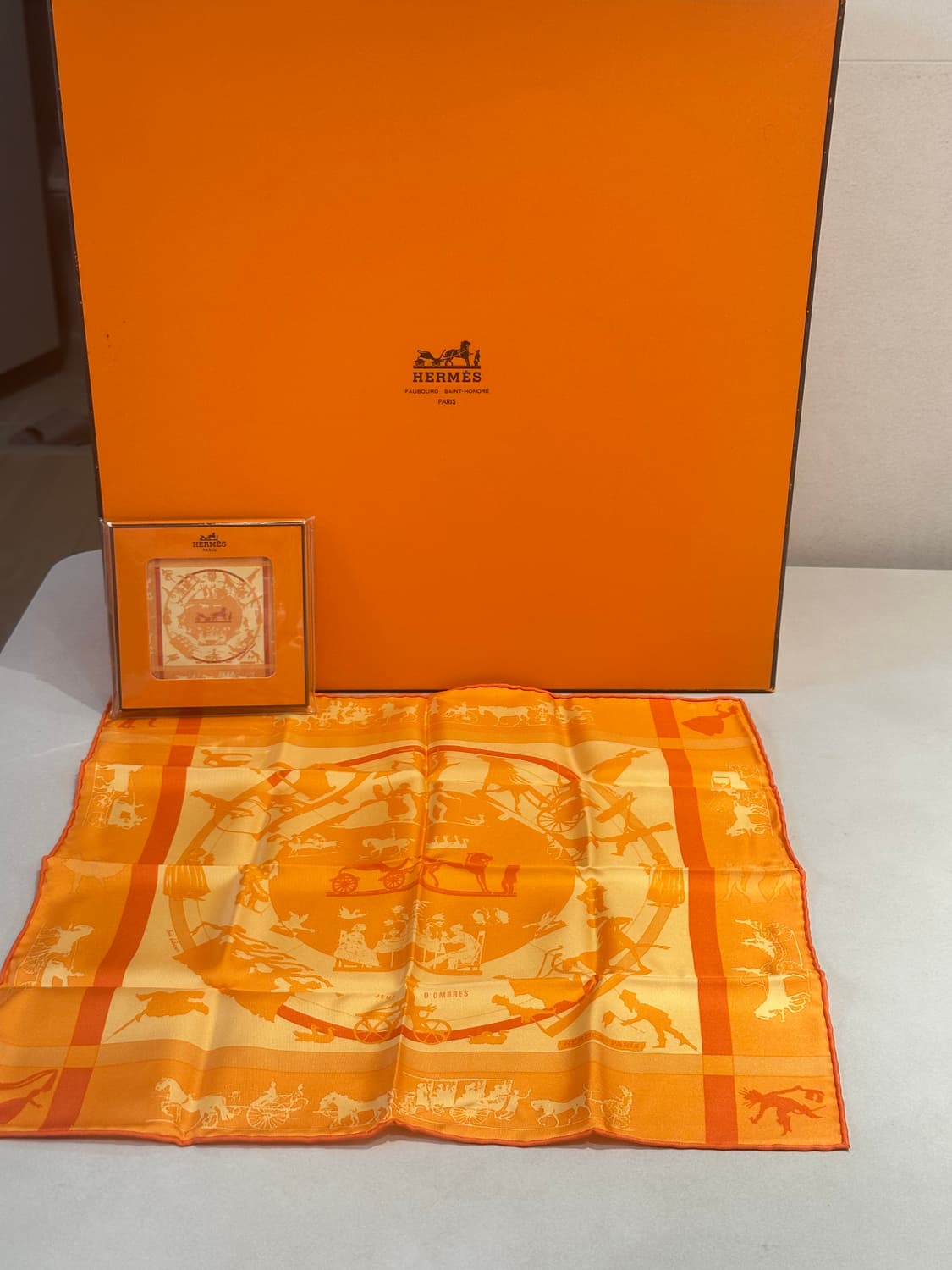 정품 에르메스 실크 스카프 오렌지 상품이미지1