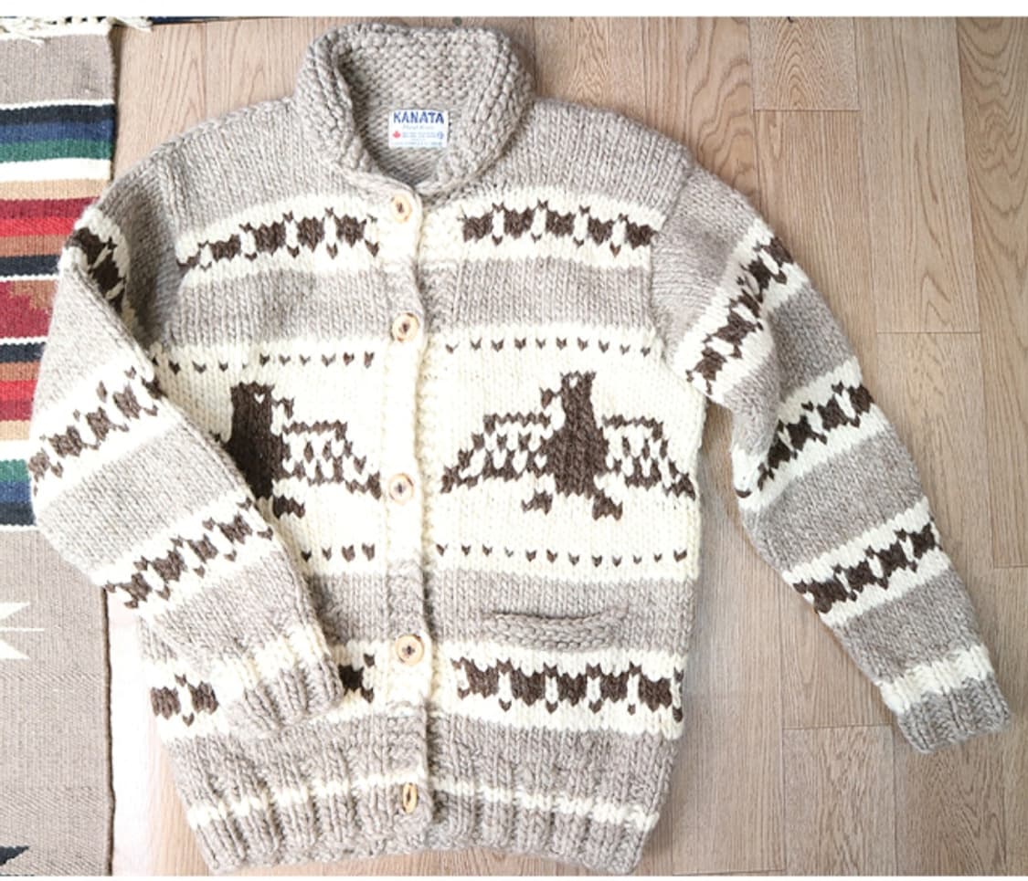 
KANATA 카나타 캐나다 핸드메이드 양모100% 인디언 코위찬 스웨터 상품이미지3