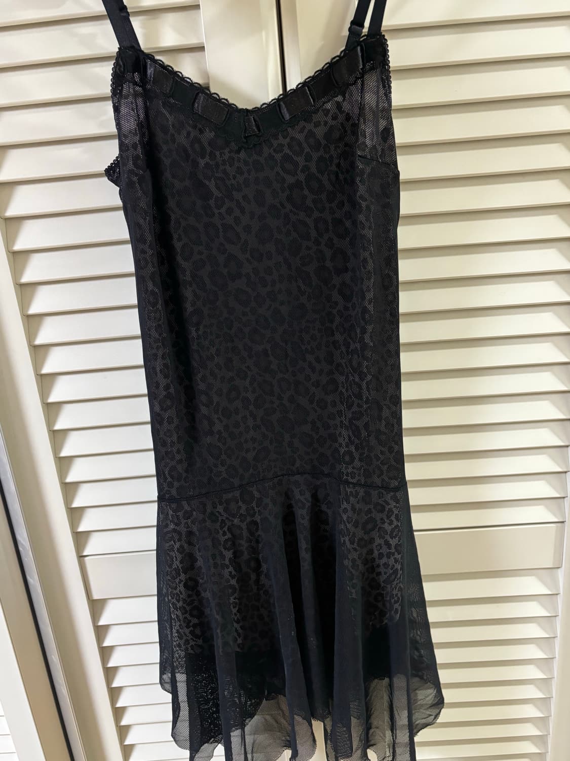 휠라 블랙 레오파드 메쉬 슬립 드레스 상품이미지1