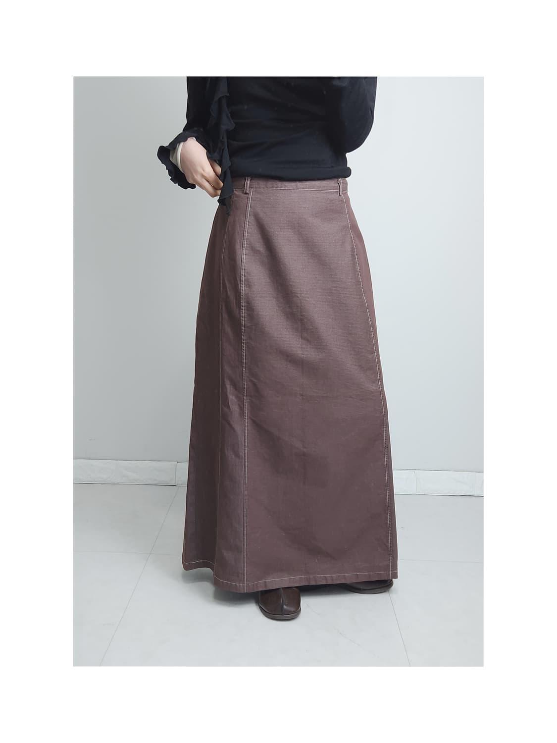 스티치 롱 스커트 상품이미지1