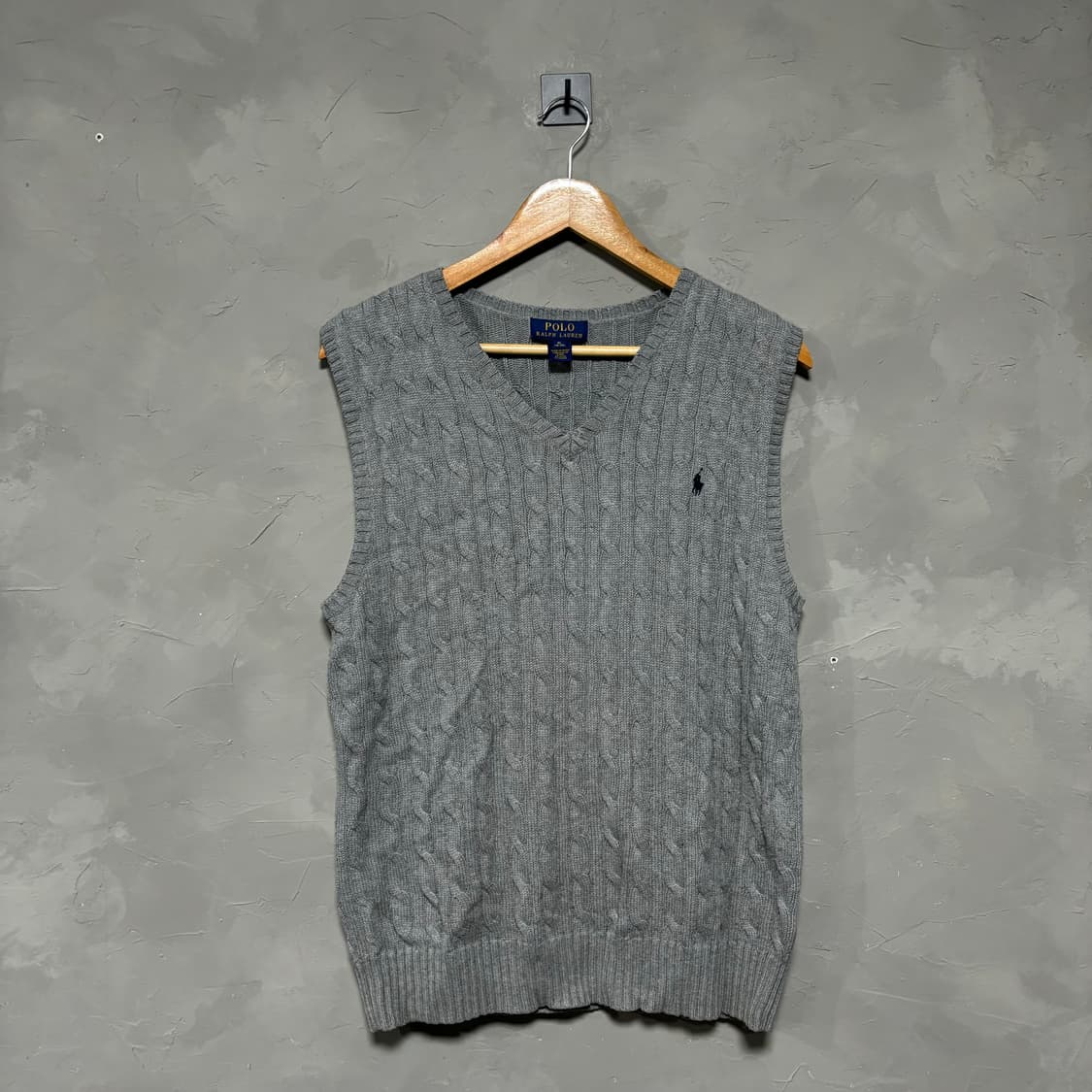 폴로 랄프로렌 꽈배기 니트 조끼 그레이 상품이미지1
