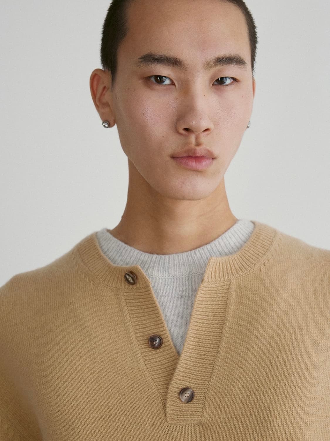 [M] 렉토 더블 레이어 레이어드 니트 베이지 상품이미지5