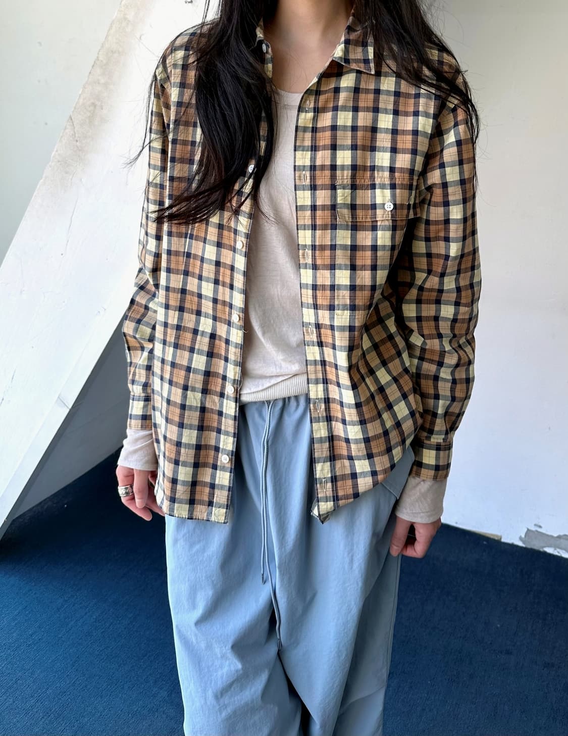 Light cotton design check shirt 상품이미지6