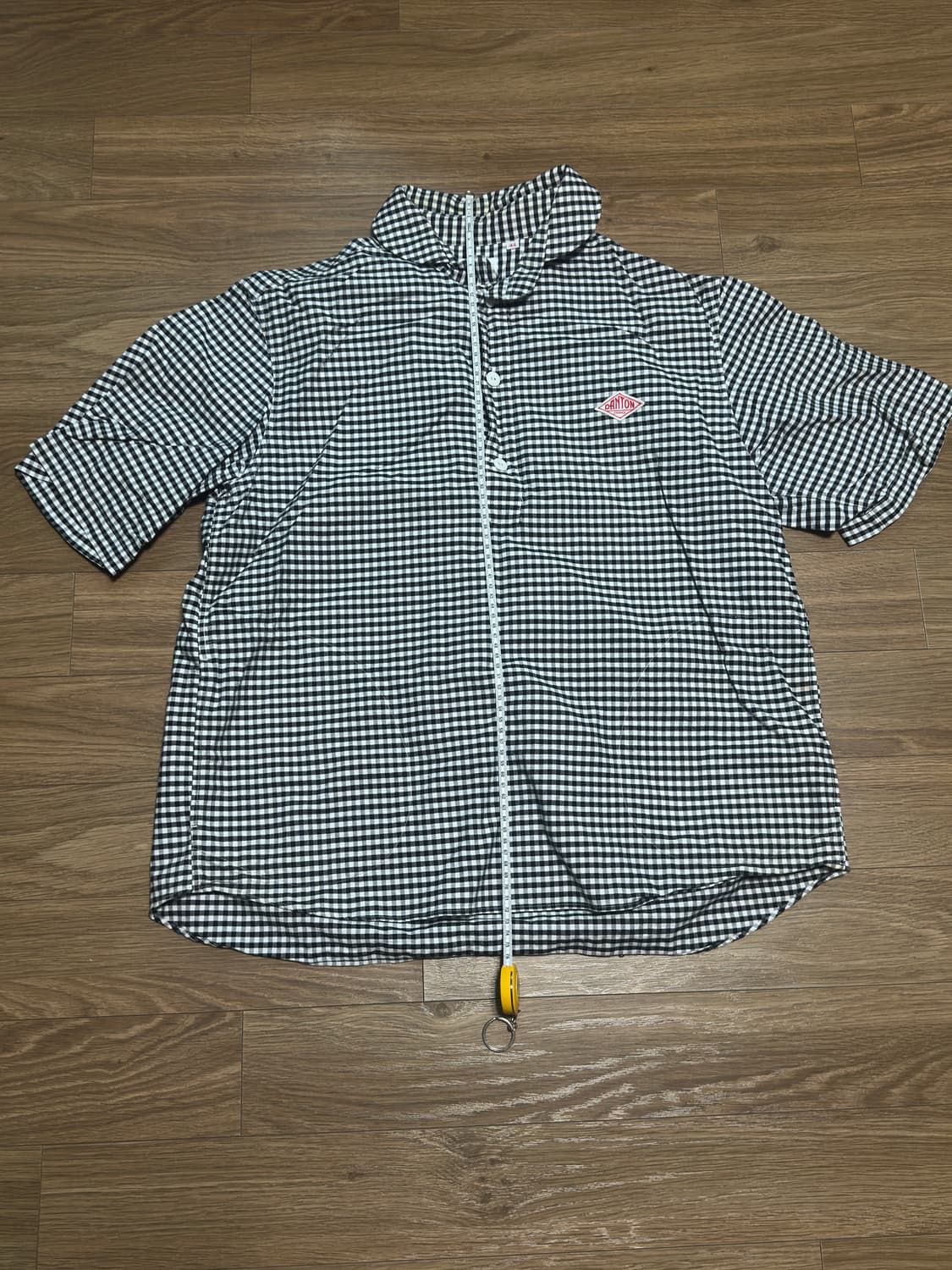 단톤 깅엄 체크 셔츠 반팔 카라티 44 사이즈 상품이미지5