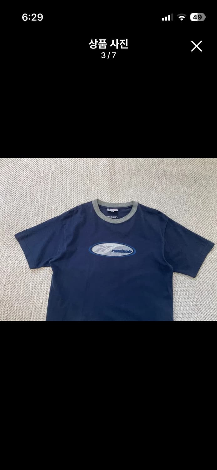 빈티지 reebok 로고 배색 네이비 반팔티 상품이미지3