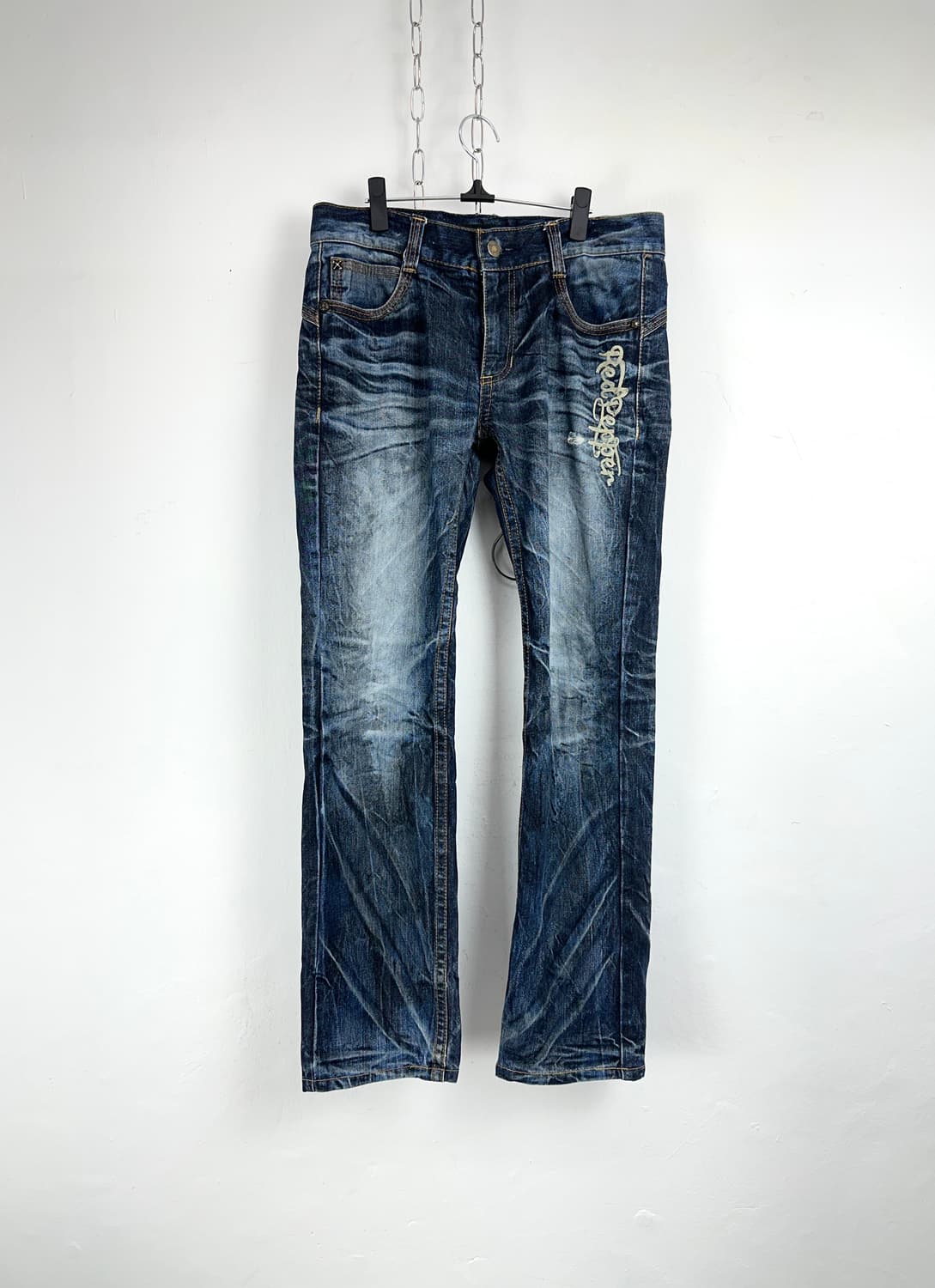 Red Pepper Wing Skull Embroidered Denim  상품이미지7