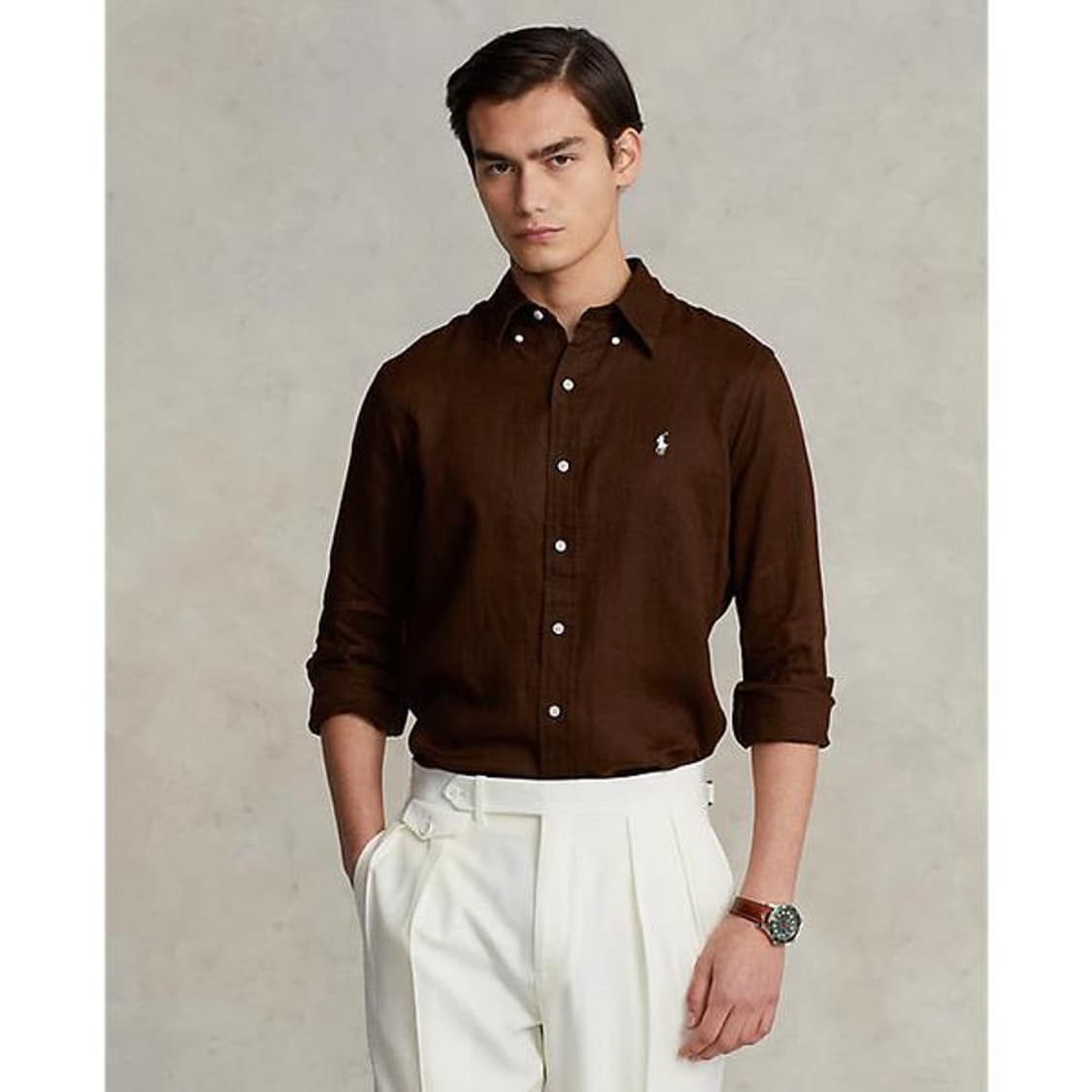 폴로 랄프로렌 린넨 셔츠 브라운 L 새상품 상품이미지6