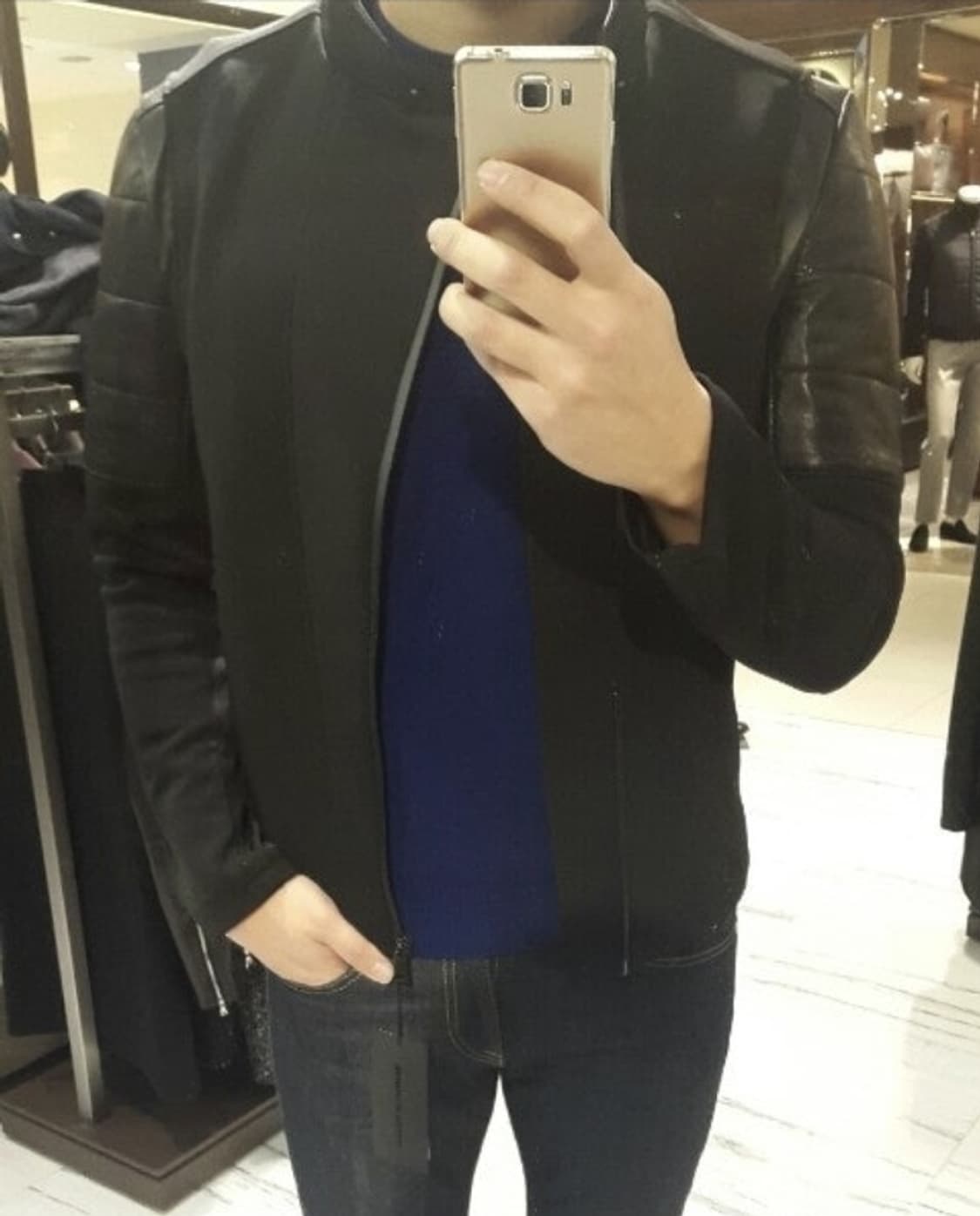 반하트 디 알바자(VanHart di Albazar) 스판가죽 블루종 상품이미지1