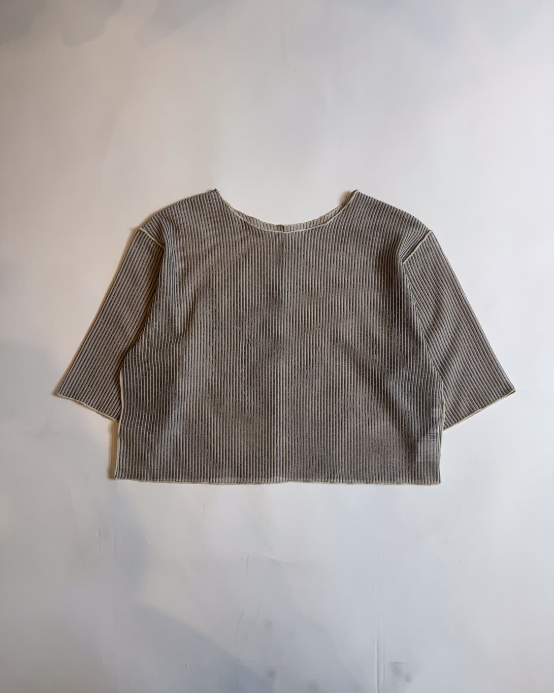 Beige gray Ribbed Crop Top  상품이미지1