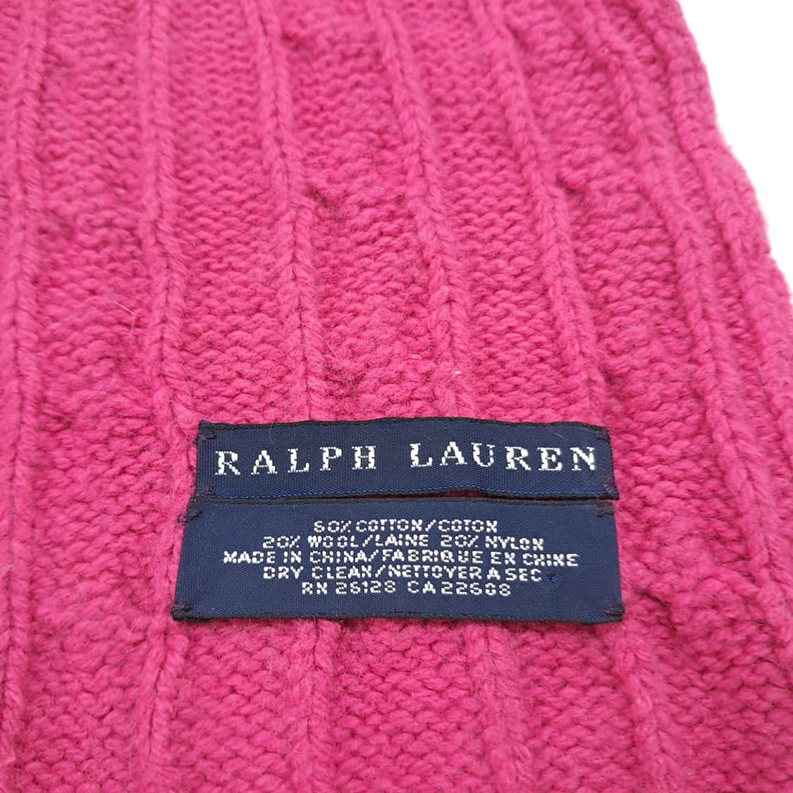 MX284 폴로 랄프로렌 핑크 코튼 울 케이블 니트 목도리 머플러 상품이미지6