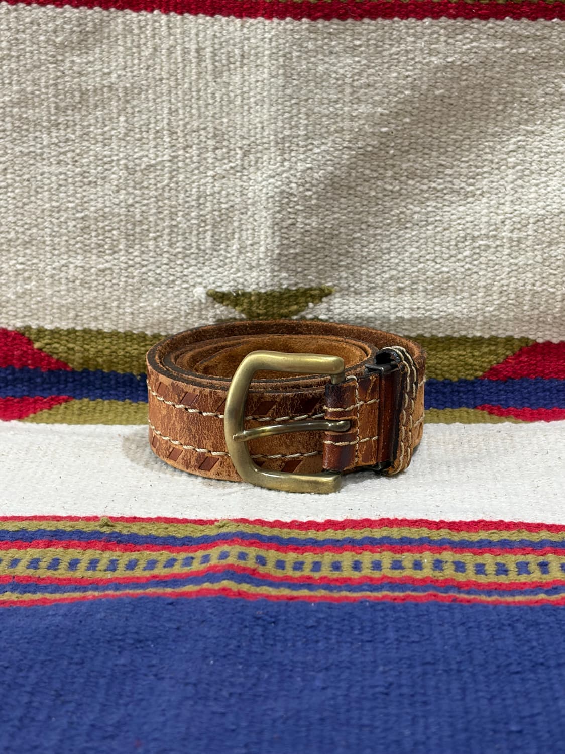 빈티지 브라스 웨스턴 싱글핀 레더 벨트 상품이미지1