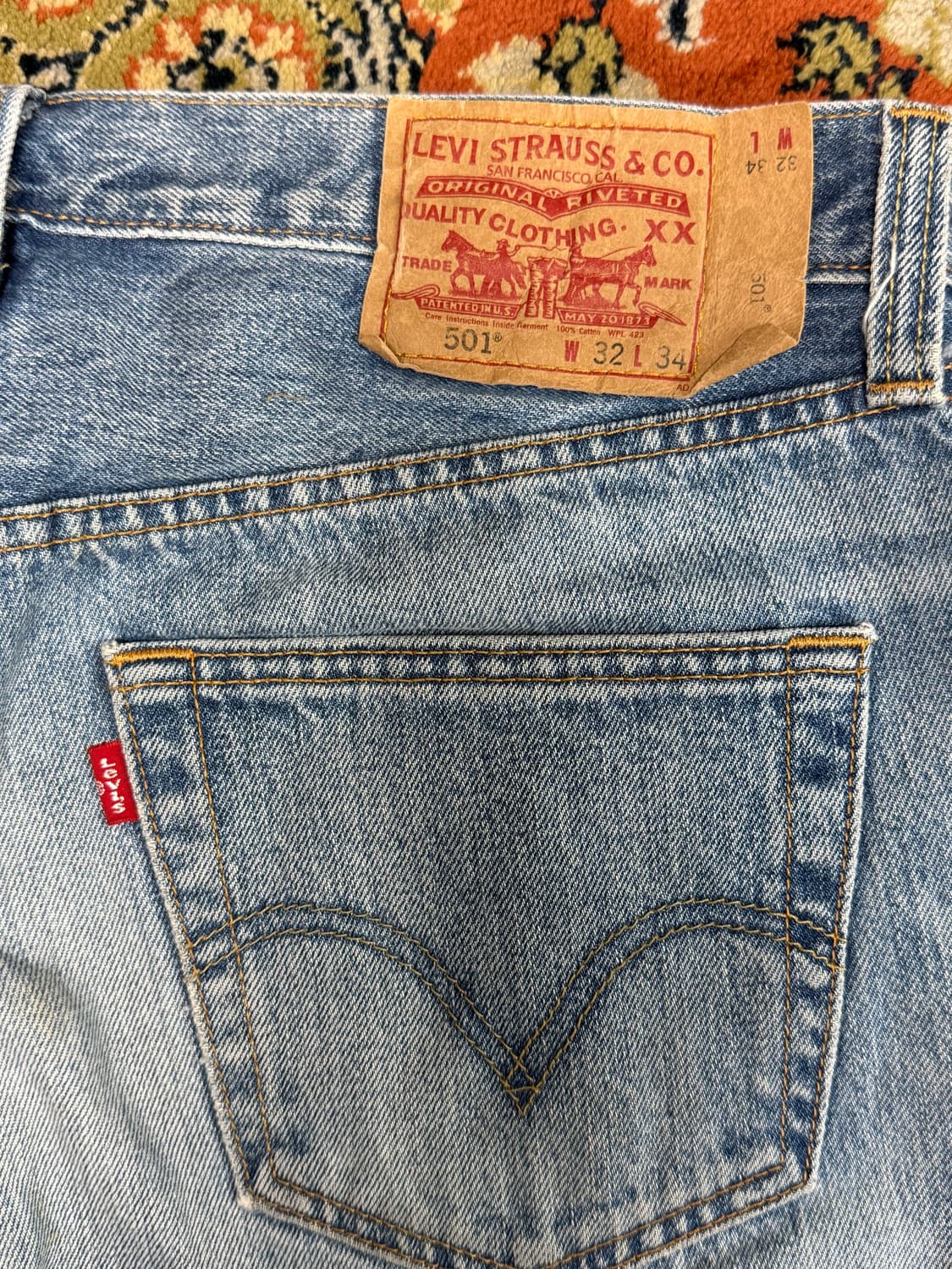 리바이스 빈티지 501 연청 스트레이트 데님팬츠 32x34 상품이미지3