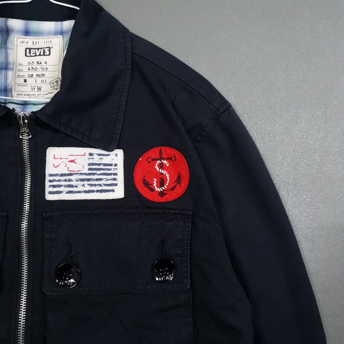 L (100) 리바이스 앵커 와펜 코튼 워크 트러커 자켓 블랙 상품이미지2