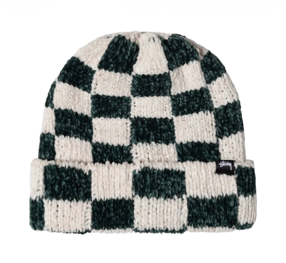 스투시 크로쉐 체커드 비니 그린 상품이미지1