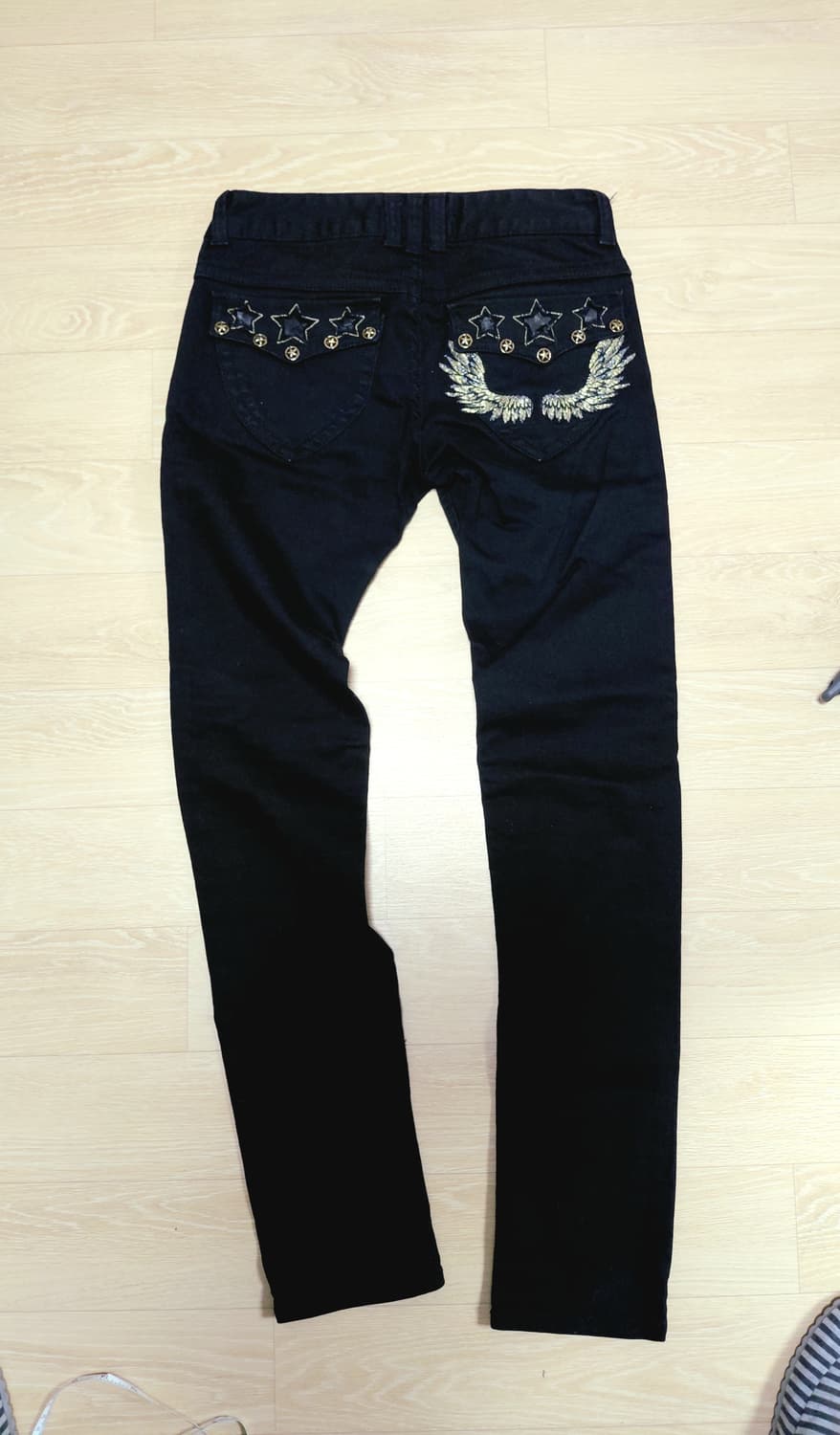 에고이스트 EGOIST 금장 골드자수 갸루 펑크 블랙 로우라이즈 스키니진 상품이미지2