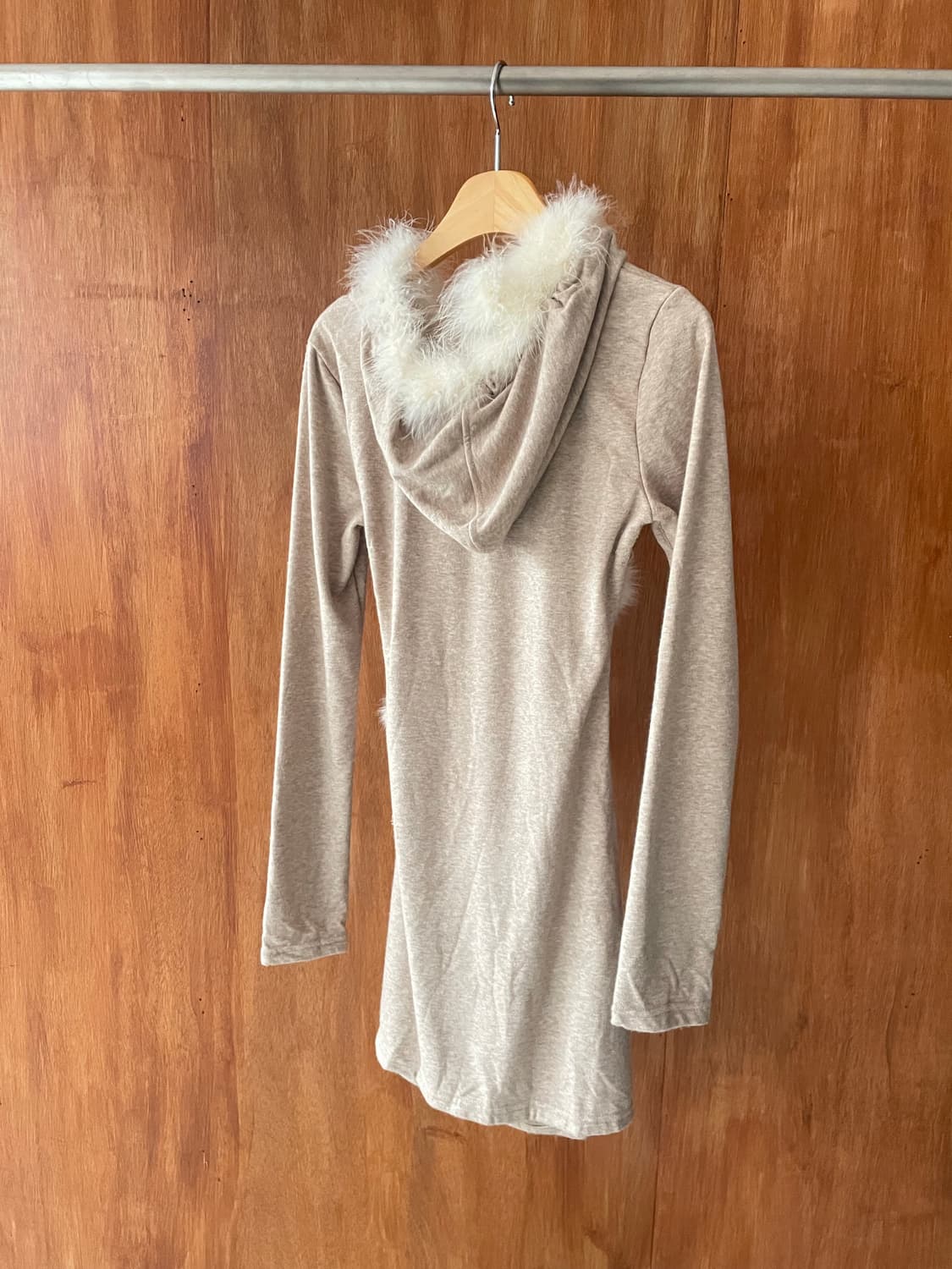 Furry trim hoodie mini dress 상품이미지7