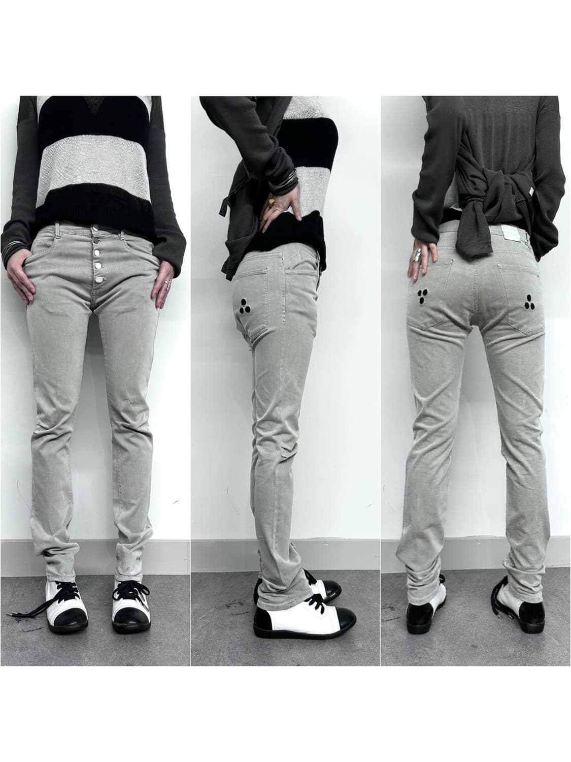 Abraham K Hangul Slim Button Fly Washed  상품이미지1