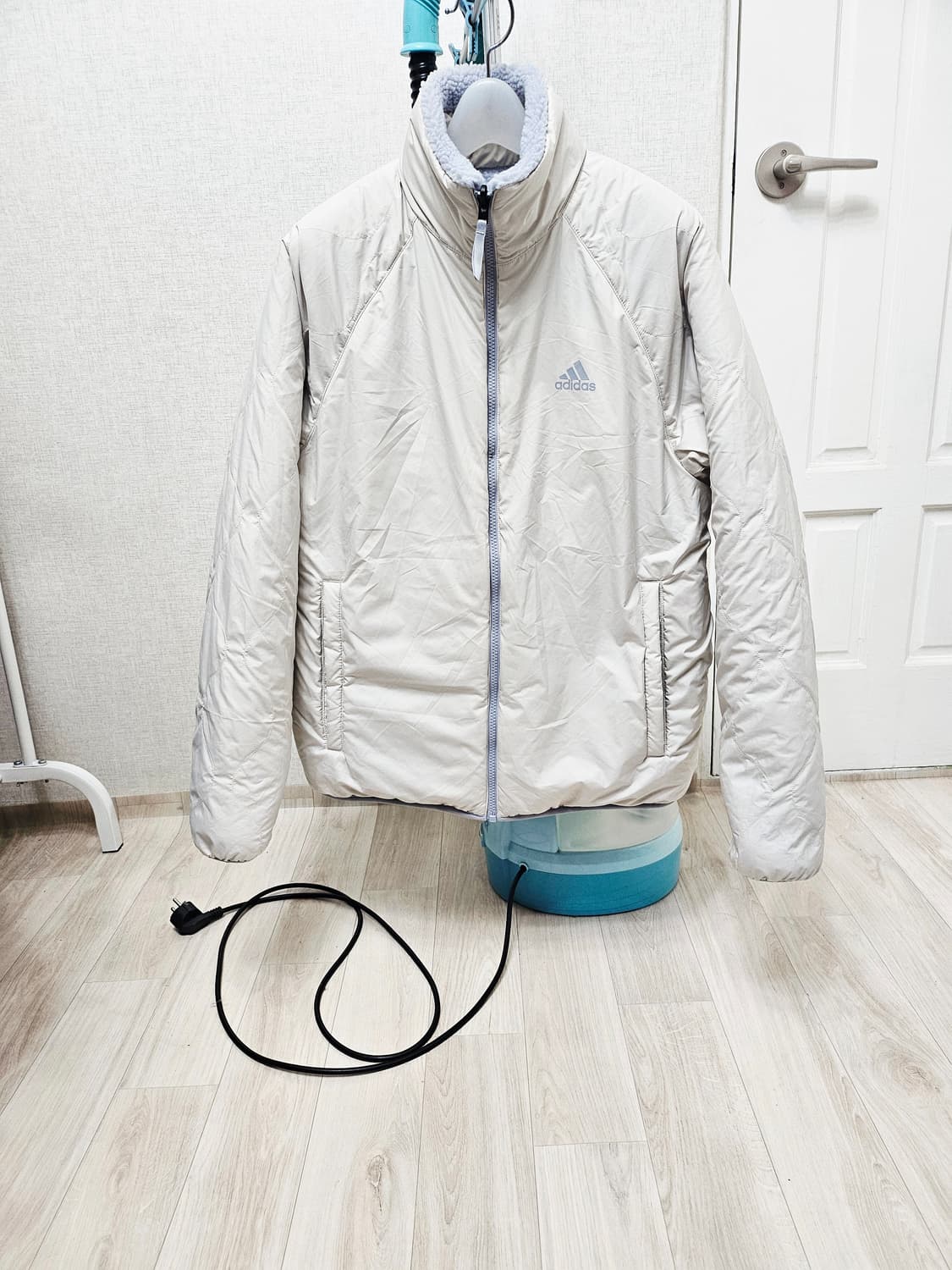 (90~95)S ☆초대장급☆아디다스 리버시블[스카이블루] 쉐르파후리스점퍼 상품이미지7