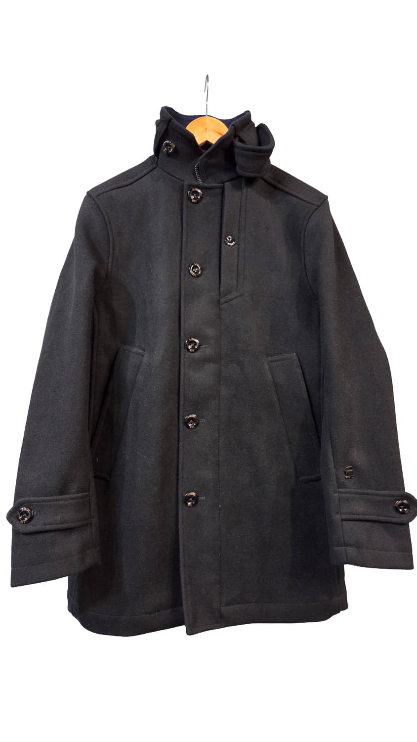 G-SYAR 검정색 하이넥 모직 코트(XS) 상품이미지1