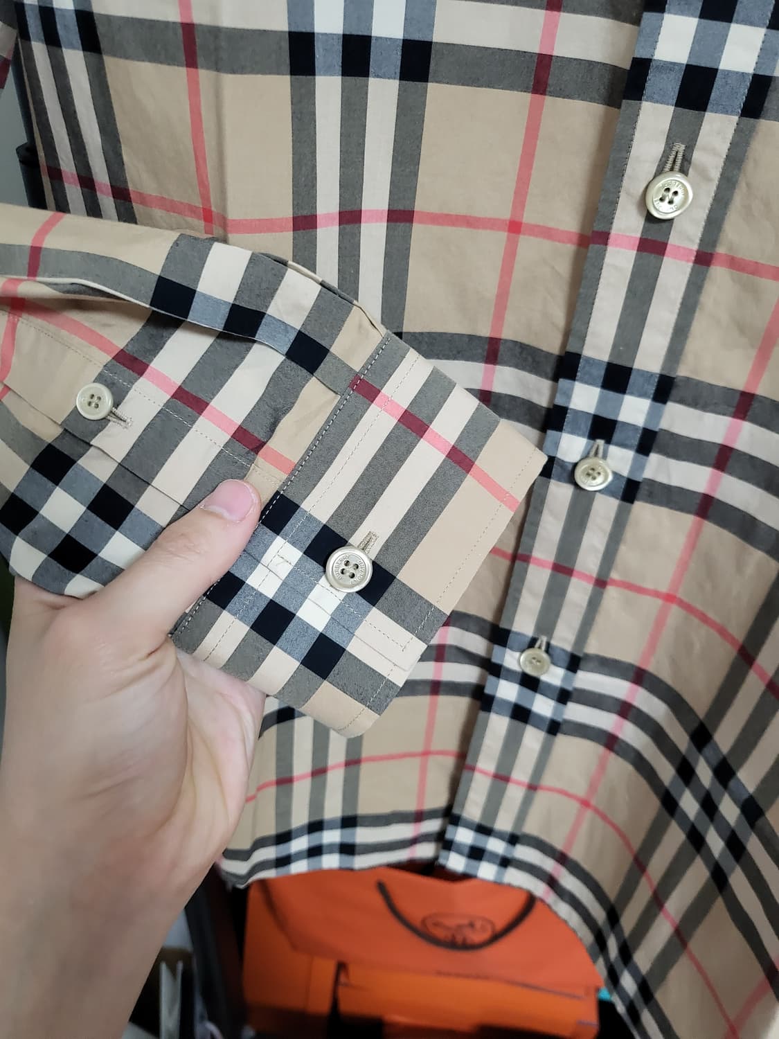 22SS 버버리 체크 코튼 포플린 셔츠 m 상품이미지4
