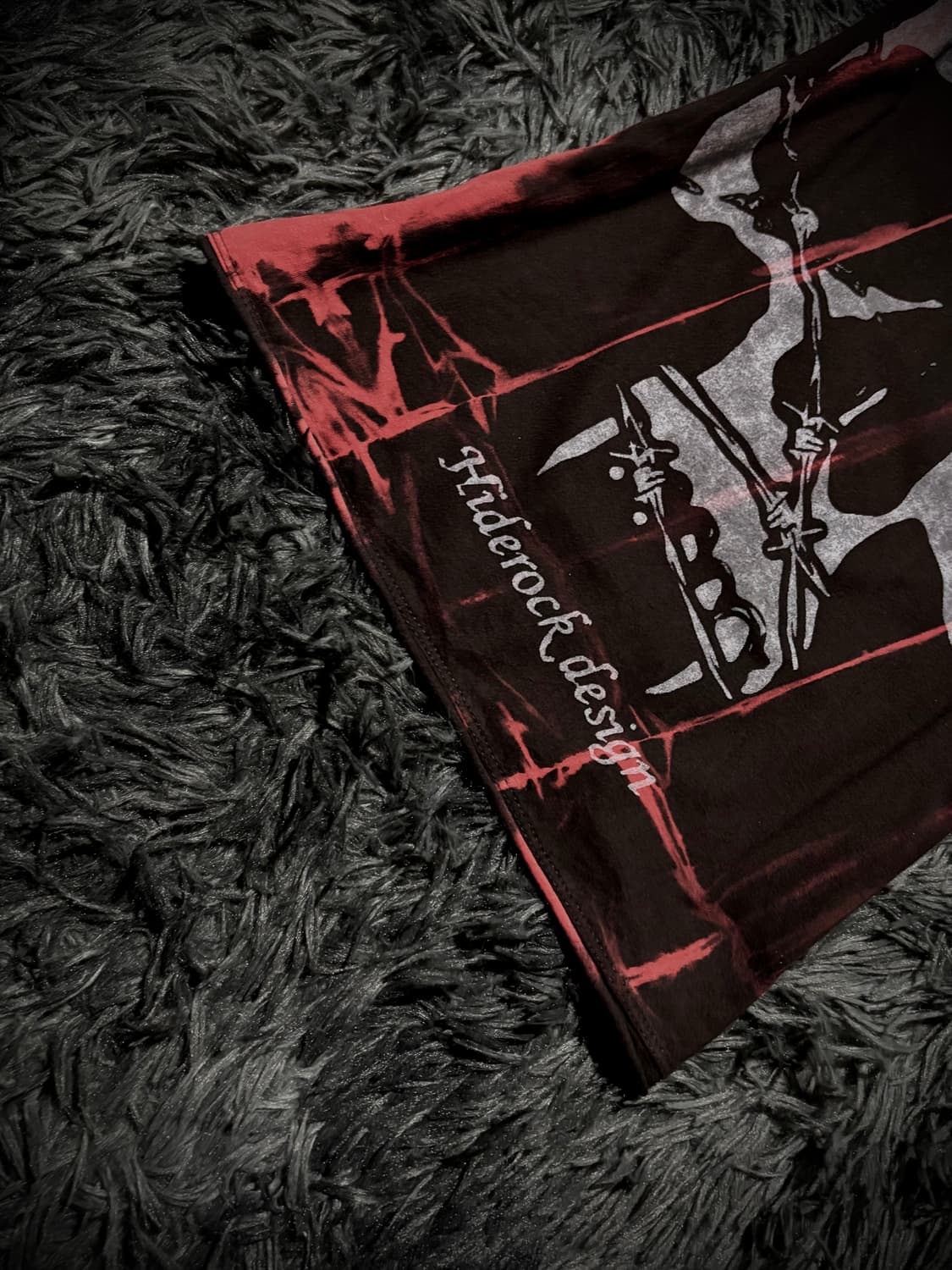 Hiderock Design 레드 블리치 스컬 프린팅 반팔 티셔츠 상품이미지4