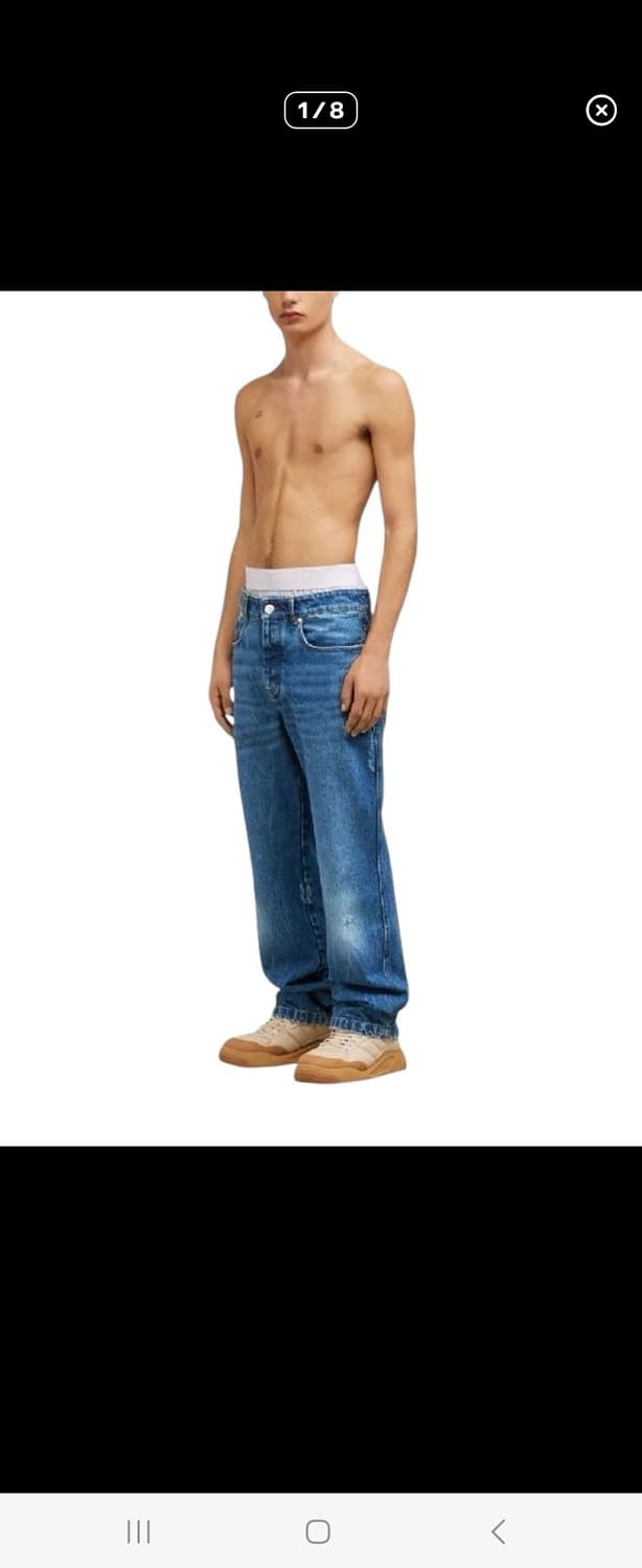 아미 백 로고패치 루즈 스트레이트 데님 상품이미지1