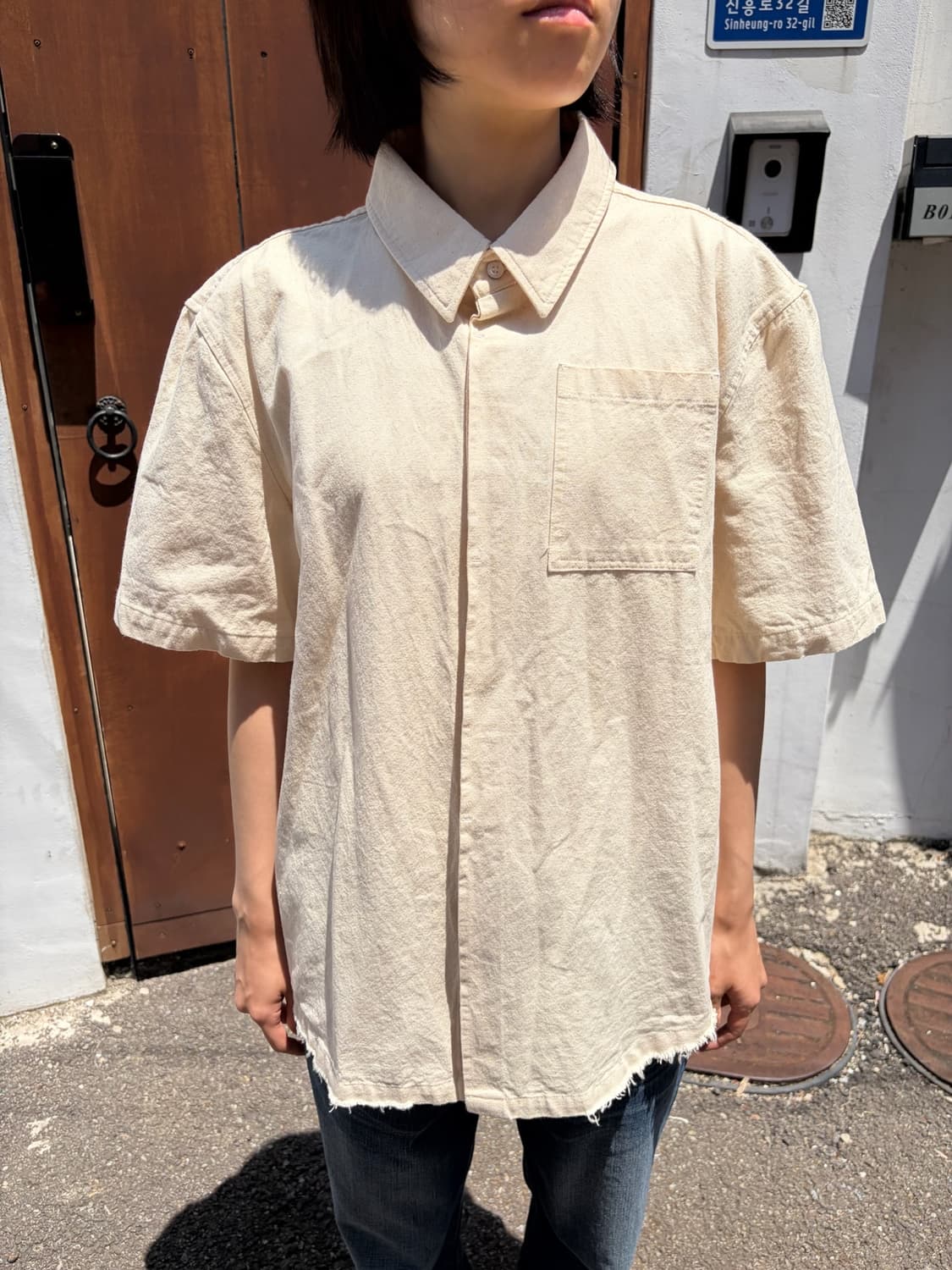 Jil Sander 미니멀 캔버스 코튼 셔츠 L 상품이미지2