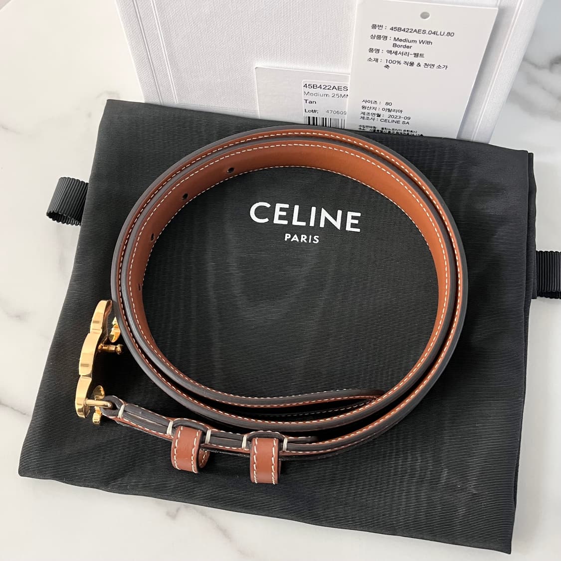 [S급/정품] 셀린느 트리옹프 캔버스 금장 로고 벨트 상품이미지8