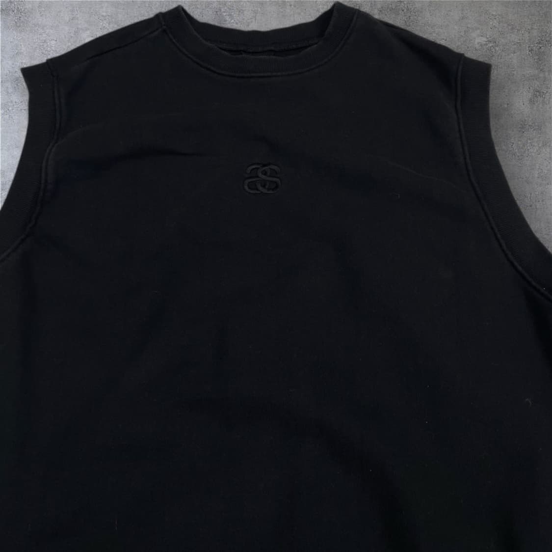 스투시 Stussy 블랙 베이직 로고 컷오프 스웻셔츠 민소매 맨투맨 XL 상품이미지2