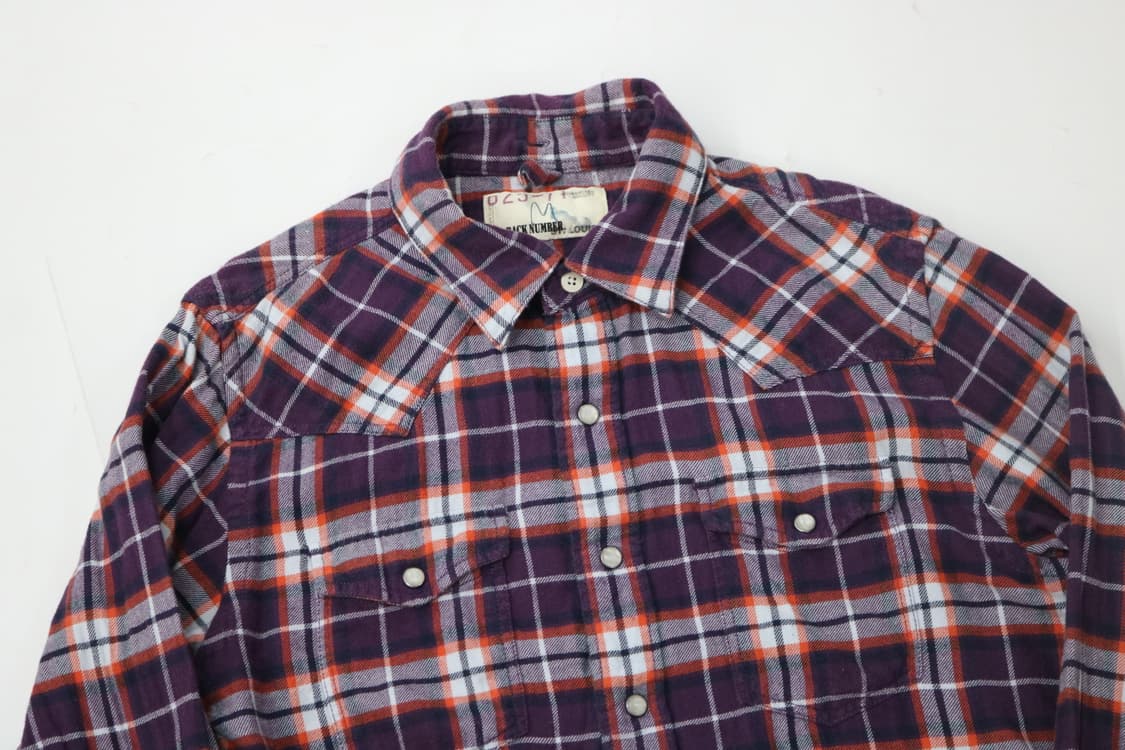 BACK NUMBER 백넘버 빈티지 웨스턴 체크 플란넬 셔츠 (M) 상품이미지3