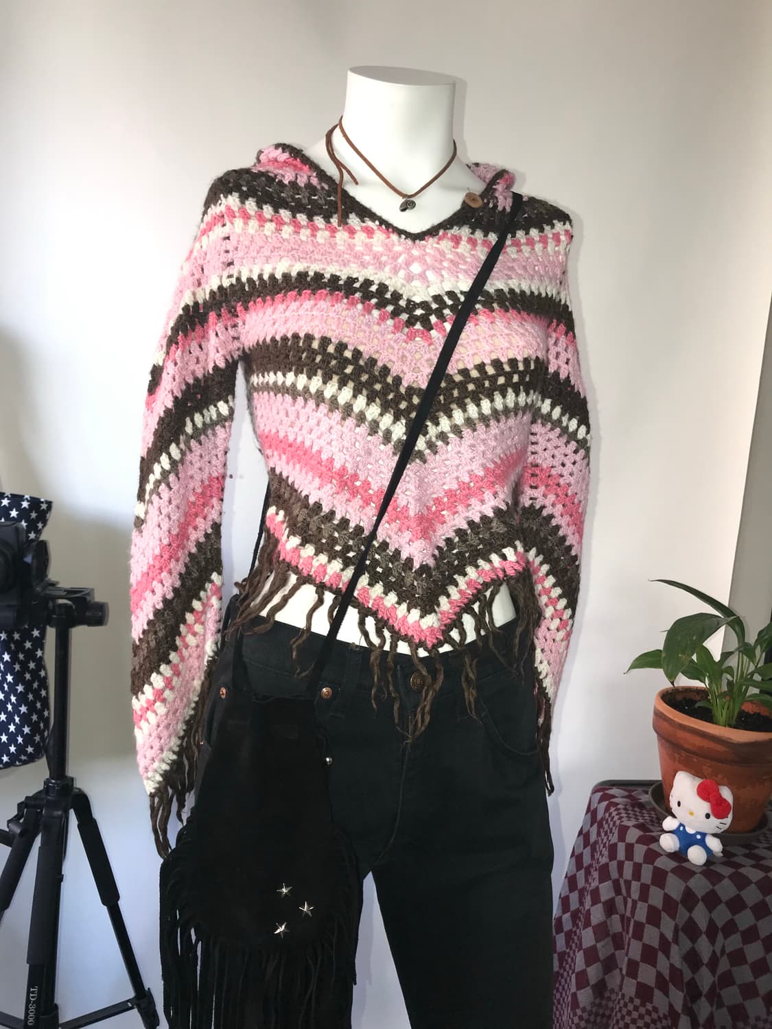 Fringe Detail Knit Hooded Anorak 상품이미지3