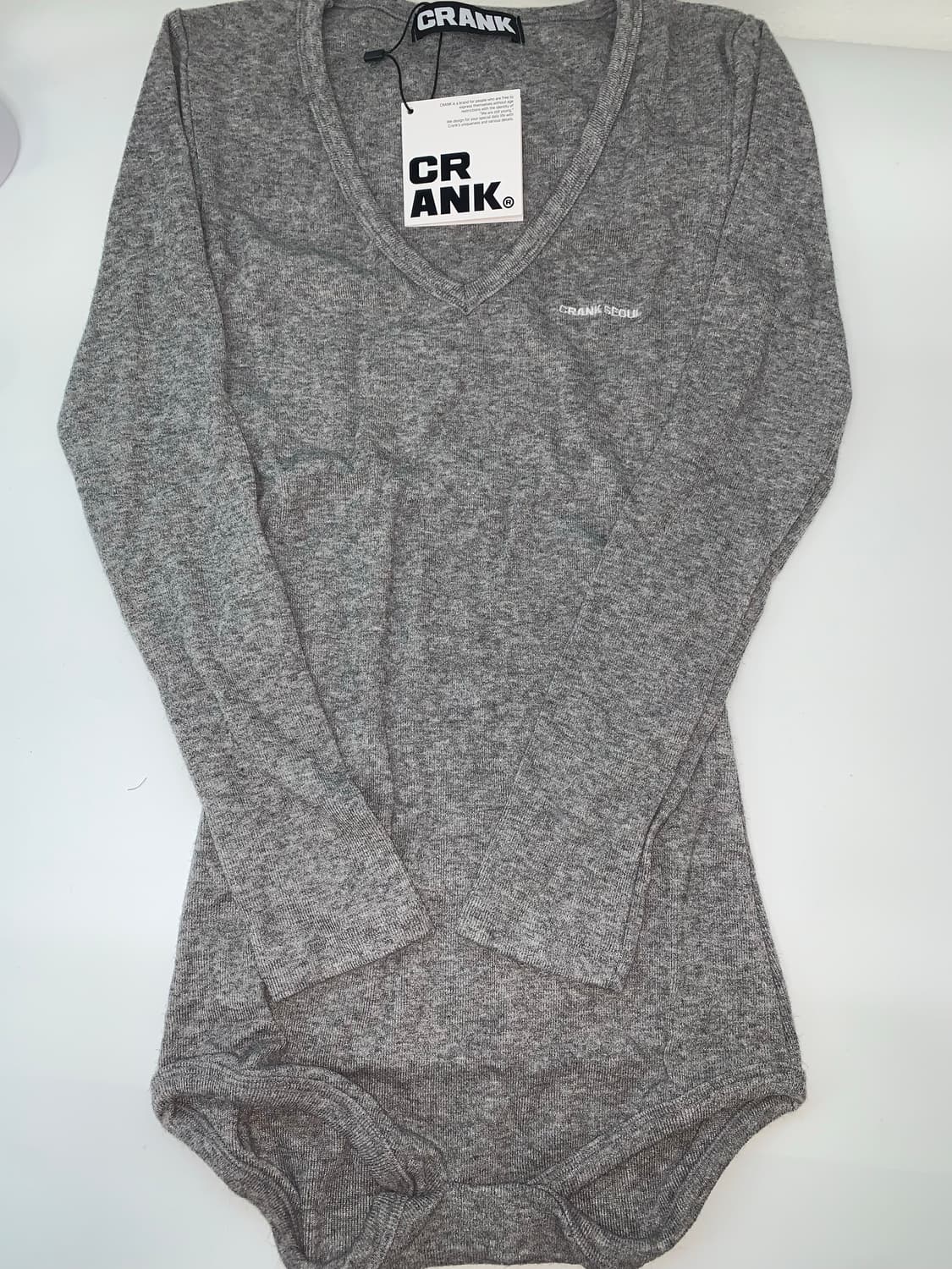 V-NECK KNIT BODY SUIT_MELANGE GREY 상품이미지5