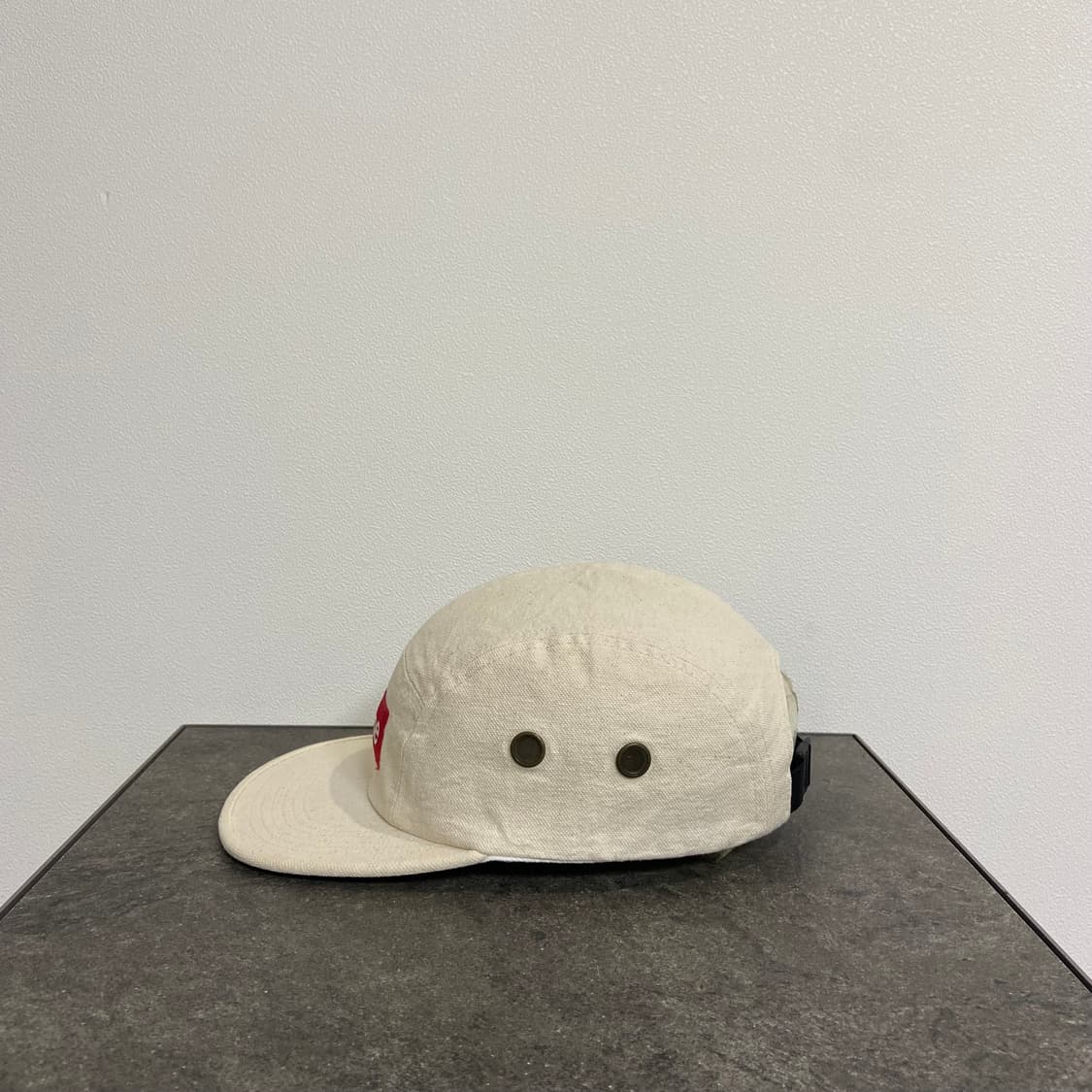 슈프림 워시드 캔버스 내츄럴 레드 박스로고 캠프캡 모자 상품이미지2