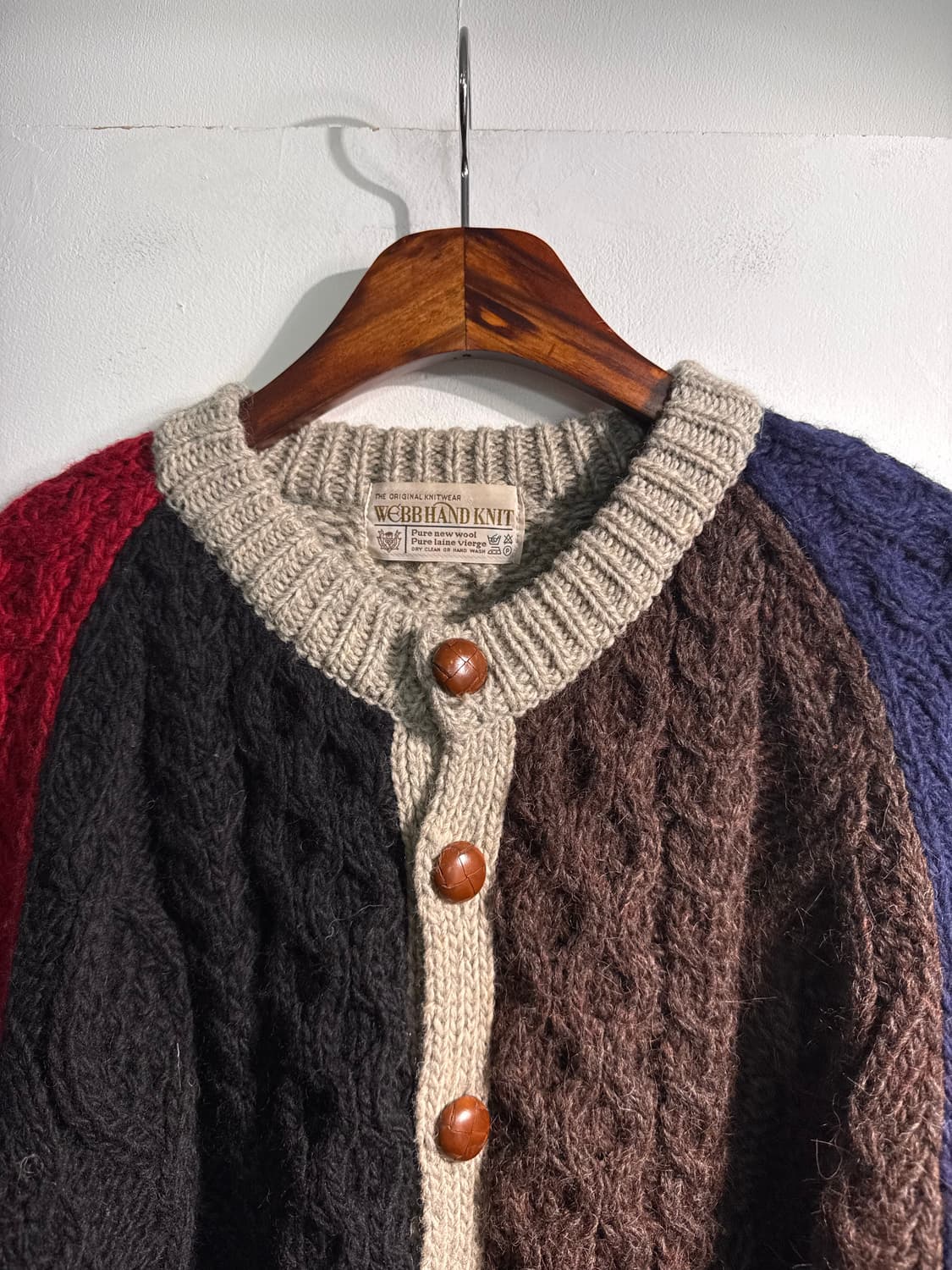 WEBB HANDKNIT 웹 헤비울 핸드니트 울100 가디건 M C506 상품이미지3