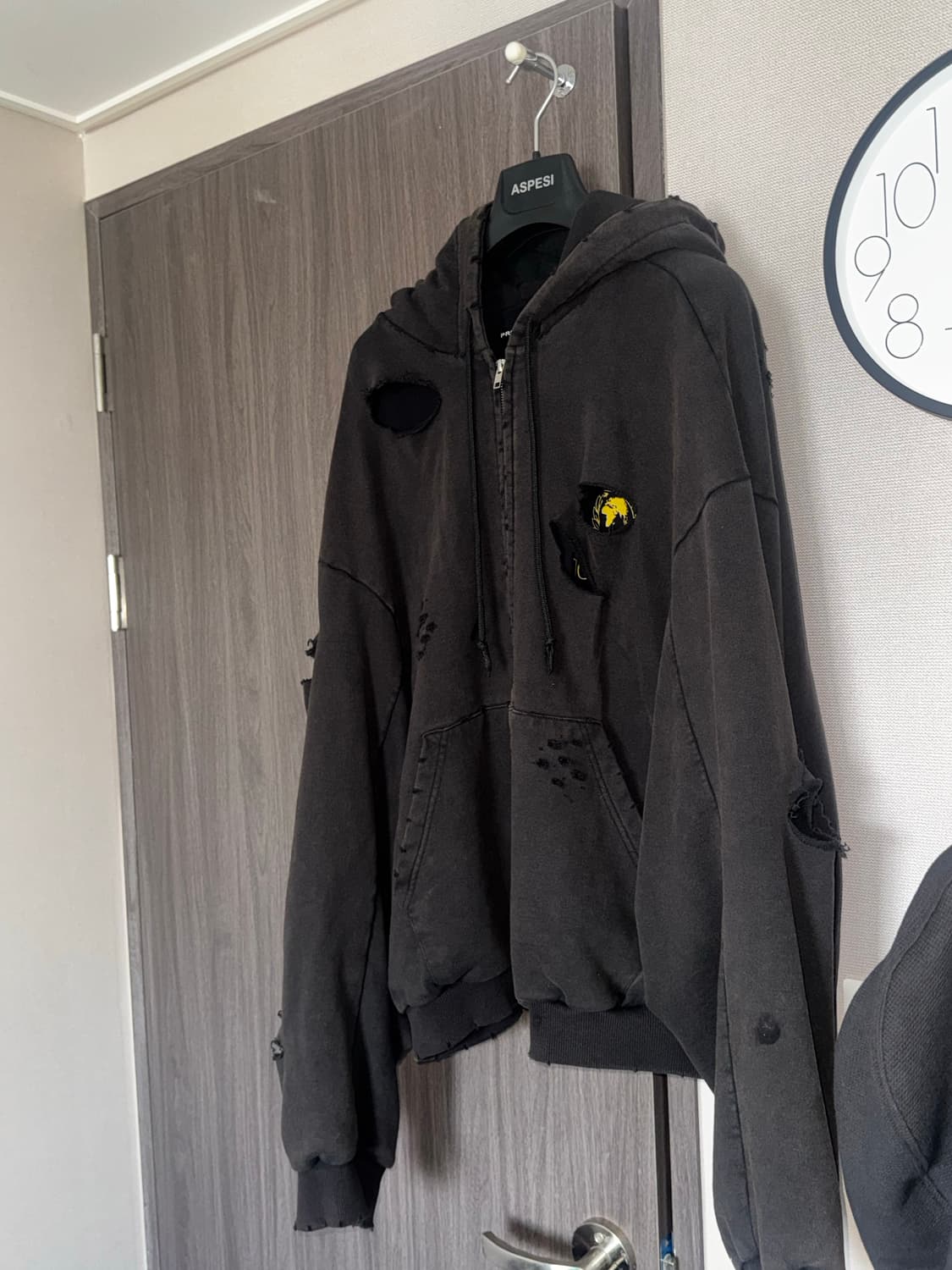 프로젝트 G/R 디스트레스 레이어 집 후드 페이디드 블랙 2 상품이미지3