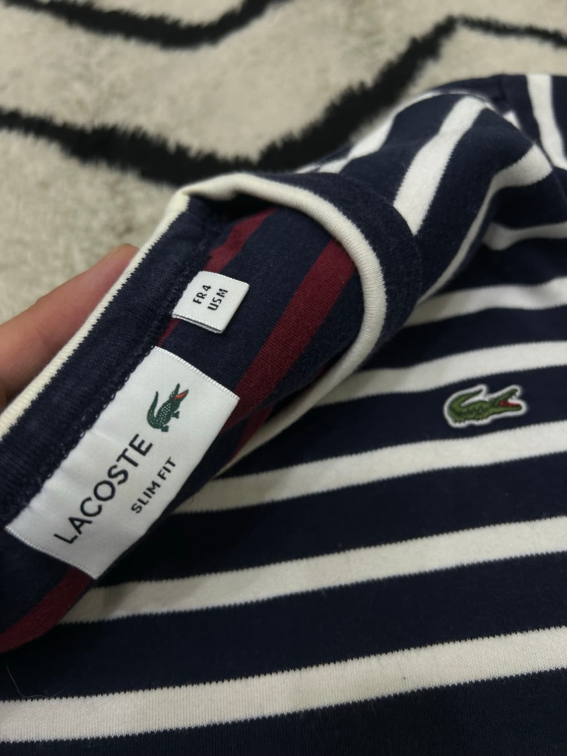 [S]라코스테 스트라이프 라운드 긴팔/짙은네이비 상품이미지4