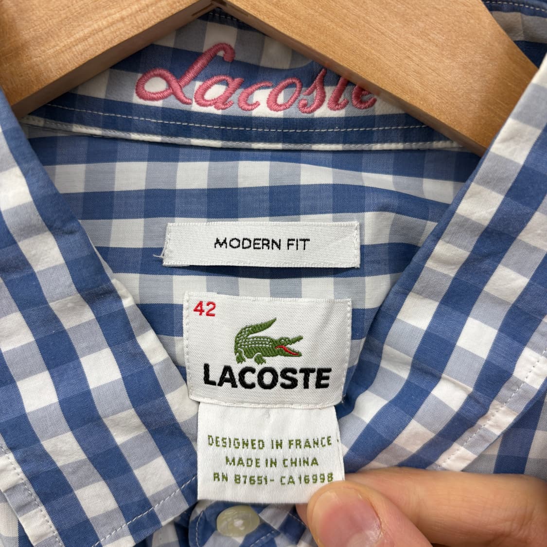 라코스테 블루 체크 긴팔 셔츠 남성M 상품이미지4