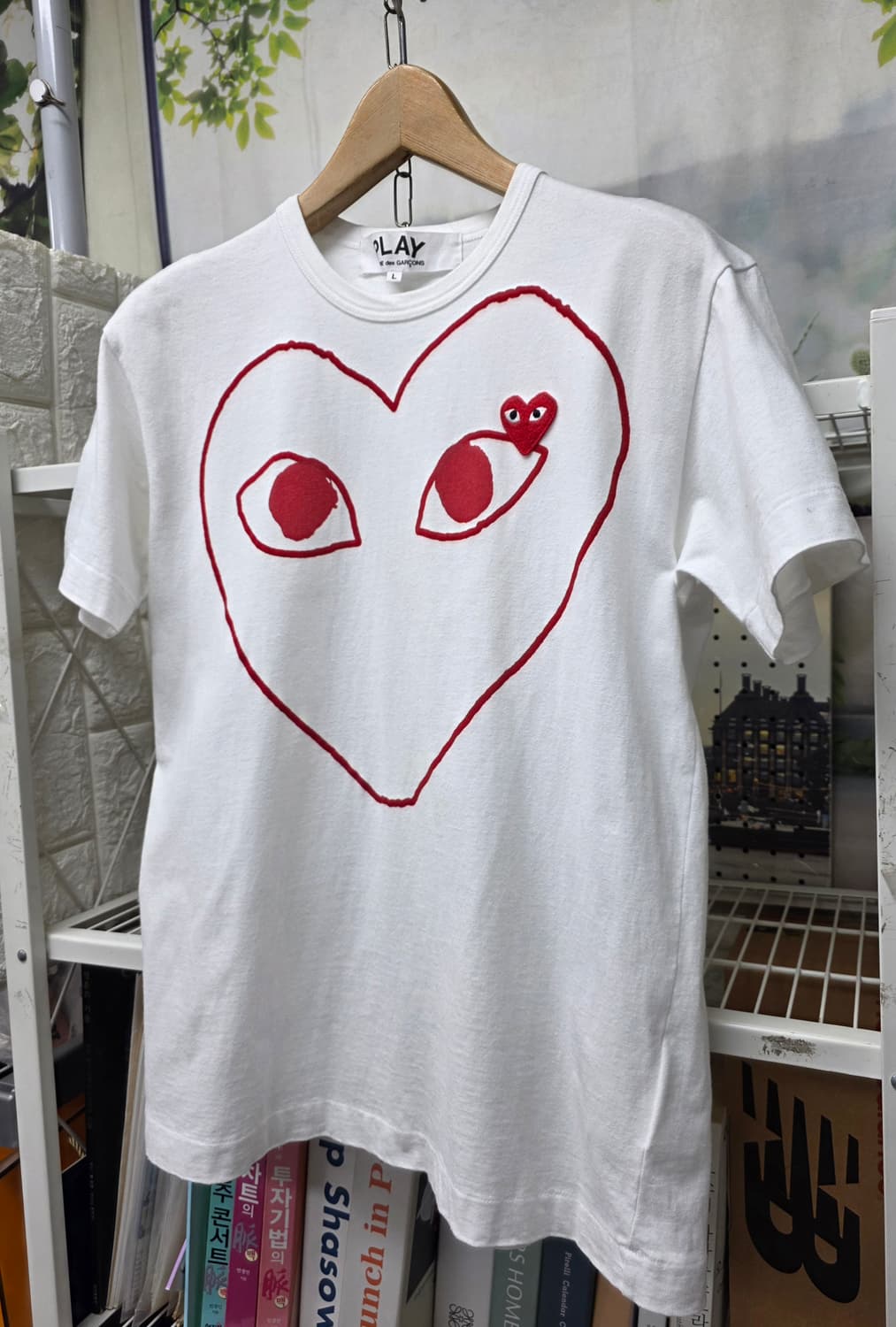 꼼데가르송 반팔티셔츠 슬림100 빅로고 더블하트 티셔츠 MN05 상품이미지2